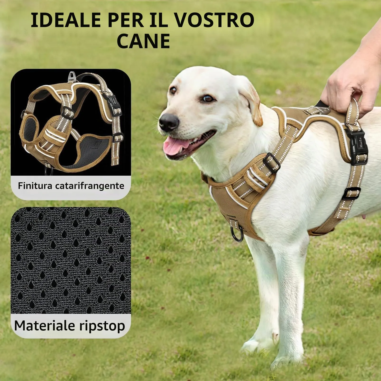 HEELE Pettorina Cane Riflettente Regolabile No-pull con Manico, Bronzo, XS - immagine 5
