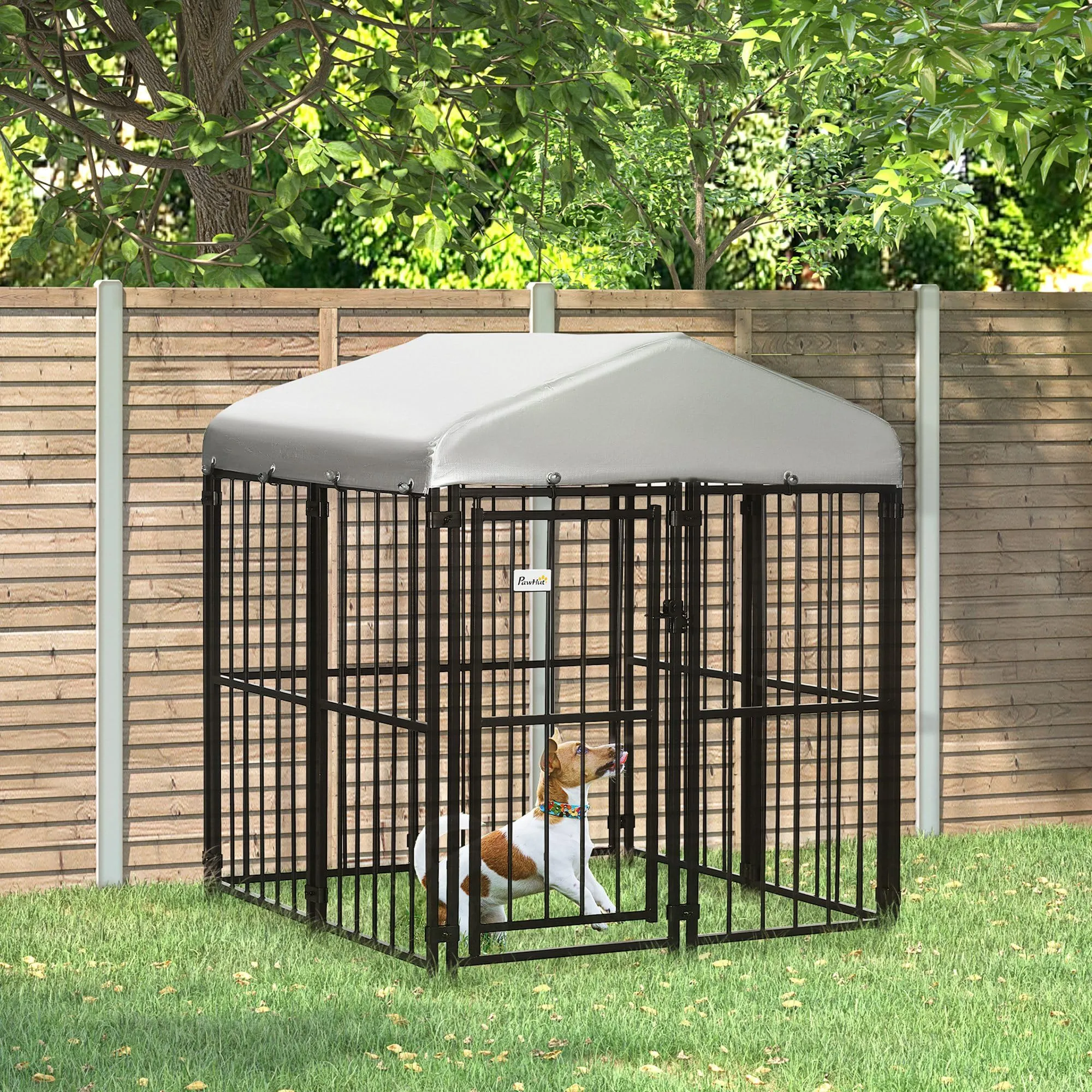 PawHut Recinto per Cani Taglia Piccola e Media con Tettuccio 122x122x138cm - immagine 2