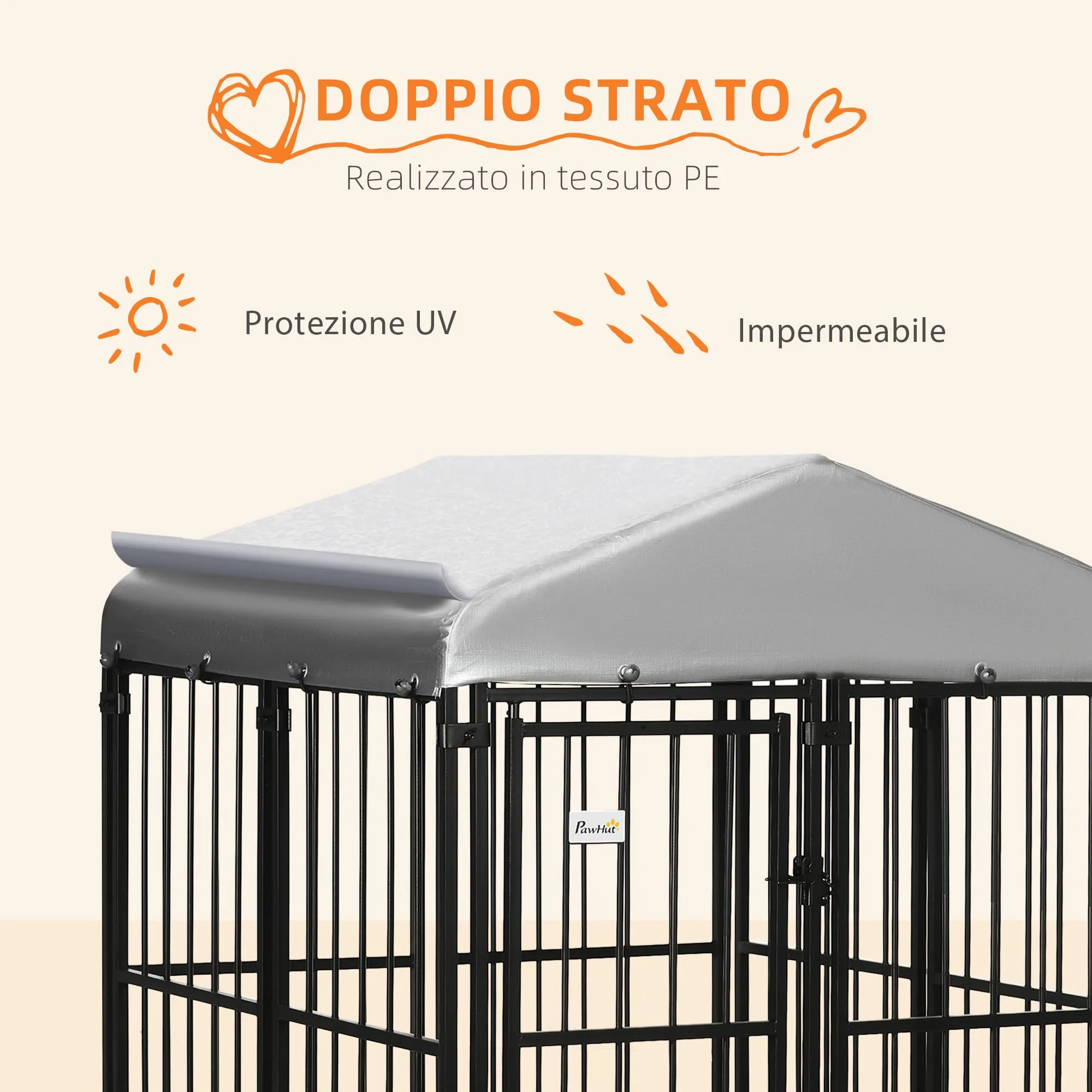 PawHut Recinto per Cani Taglia Piccola e Media con Tettuccio 122x122x138cm - immagine 5