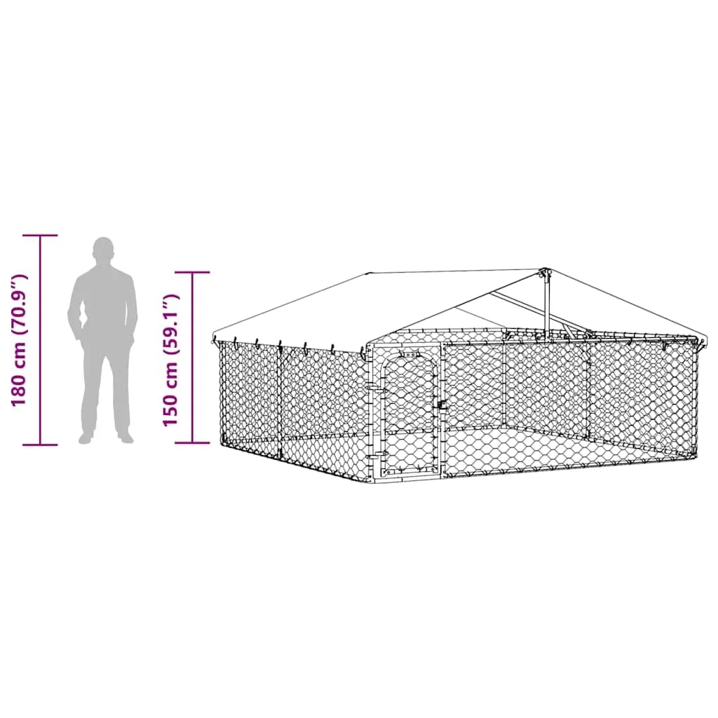 Gabbia per Cani da Esterno con Tetto 300x300x150 cm - immagine 4