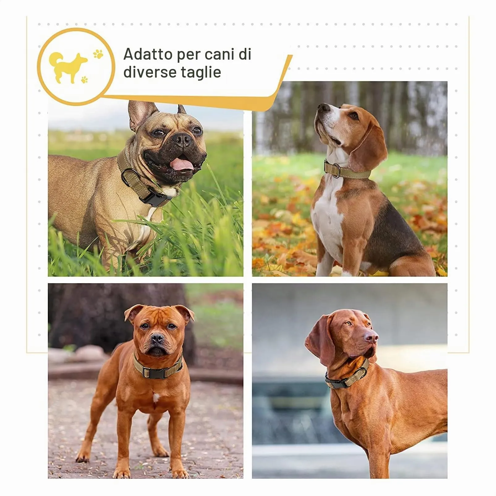 HEELE Collare per Cani, Collare Cane Riflettente Imbottito Nylon Regolabile Traspirante Collari per Cani di Taglia Piccola, Marrone, S(26-38cm) - immagine 4