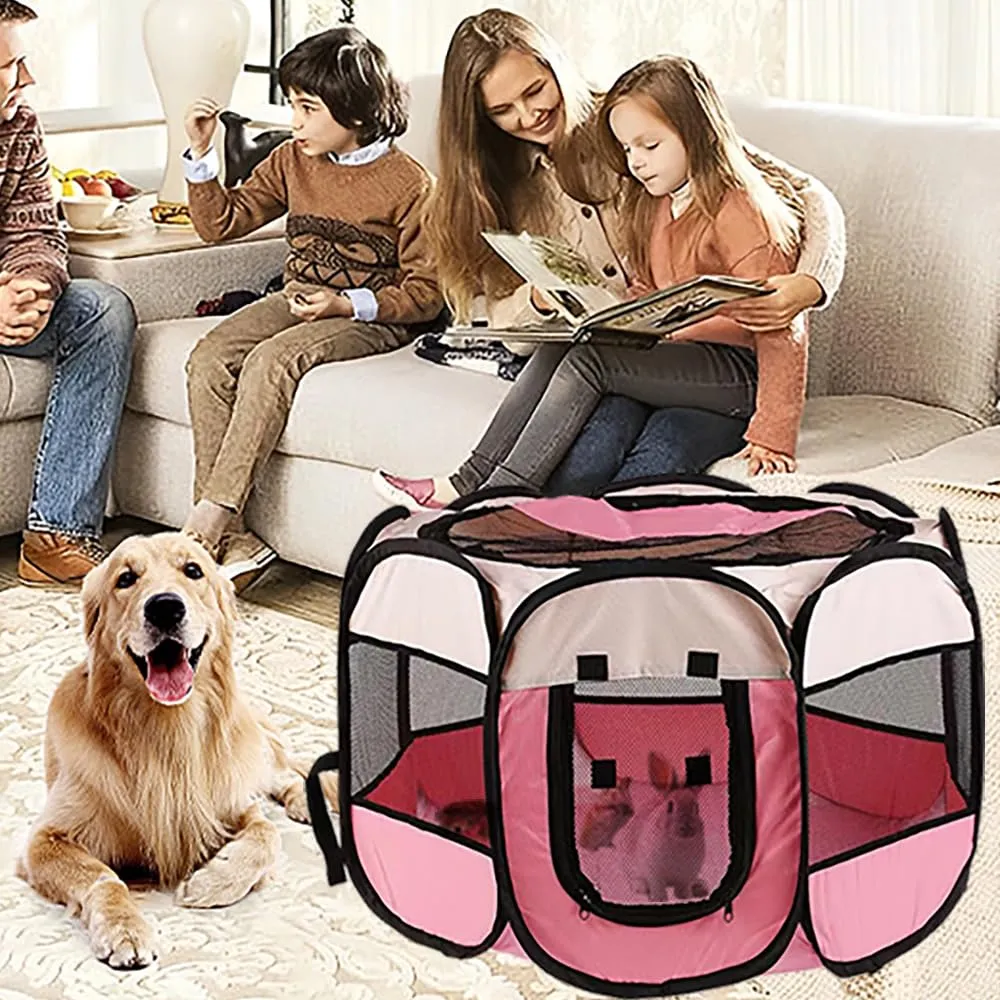 Duscdesp Recinto Portatile per Cani e Cuccioli - Uso Interno ed Esterno, Impermeabile in Tessuto Oxford - Adatto a Gatti e Conigli di Piccole Dimensioni (Grigi) - immagine 6