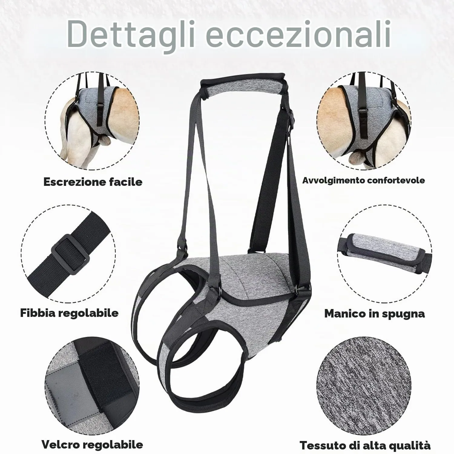 Pettorina Morbida Regolabile per Cani Disabili Feriti Artritici (M) - immagine 4
