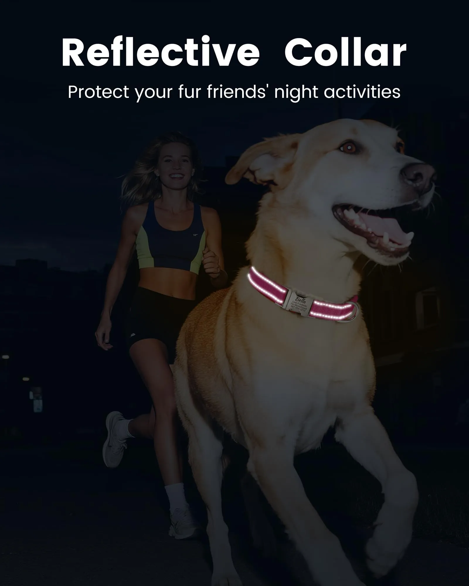 Collare per Cane Personalizzato di Piccola Media e Grande Taglia - Riflettente Collare Cani con Nome e Telefono Numero, Collari per Gatto con Sgancio Rapido e Fibbia in Metallo - immagine 3