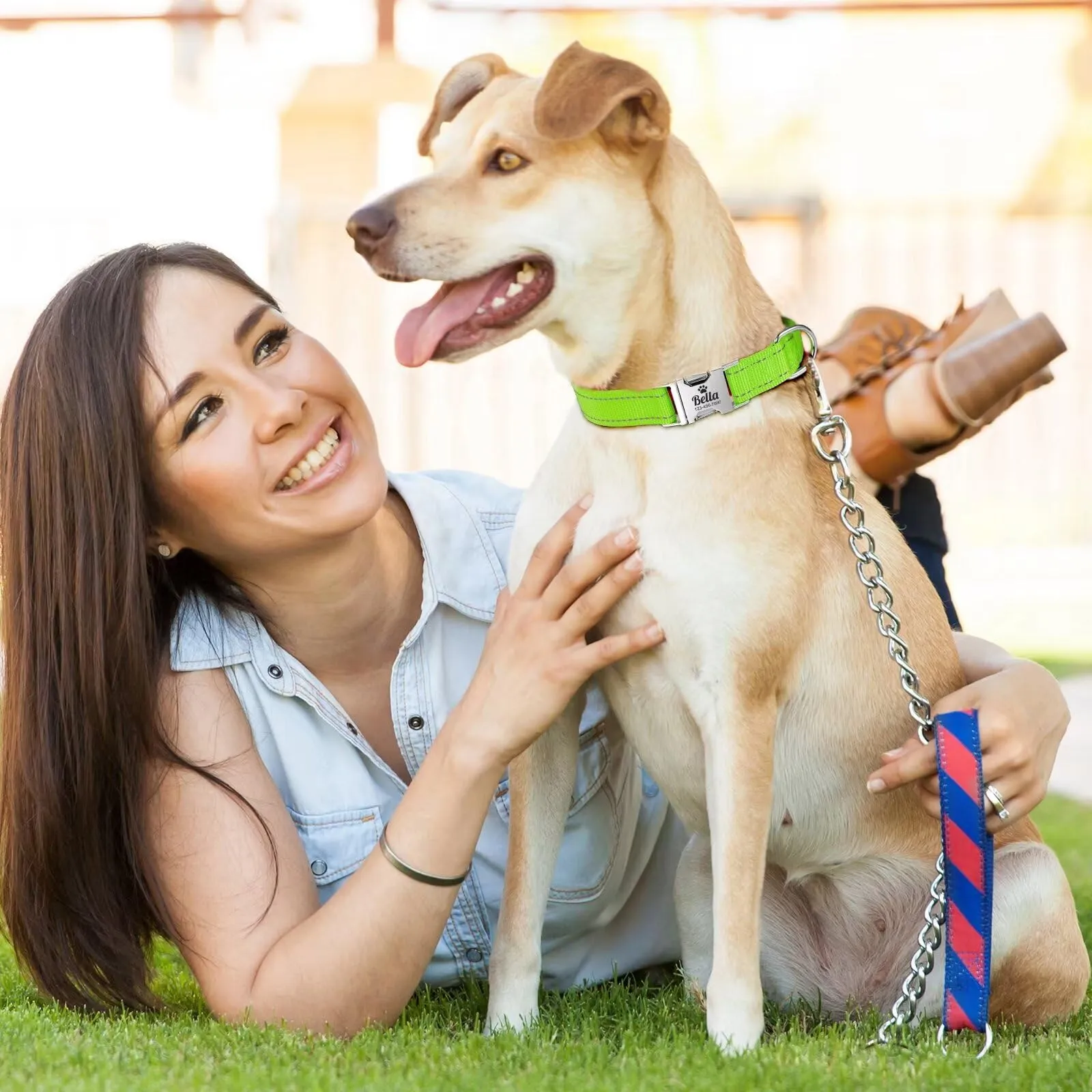 Collare Cane personalizzato - Collare gatto Riflettente Con Nome E Numero di Telefono inciso, Collari per Animali in Nylon Con Sgancio Rapido E Fibbia in Metallo - immagine 2