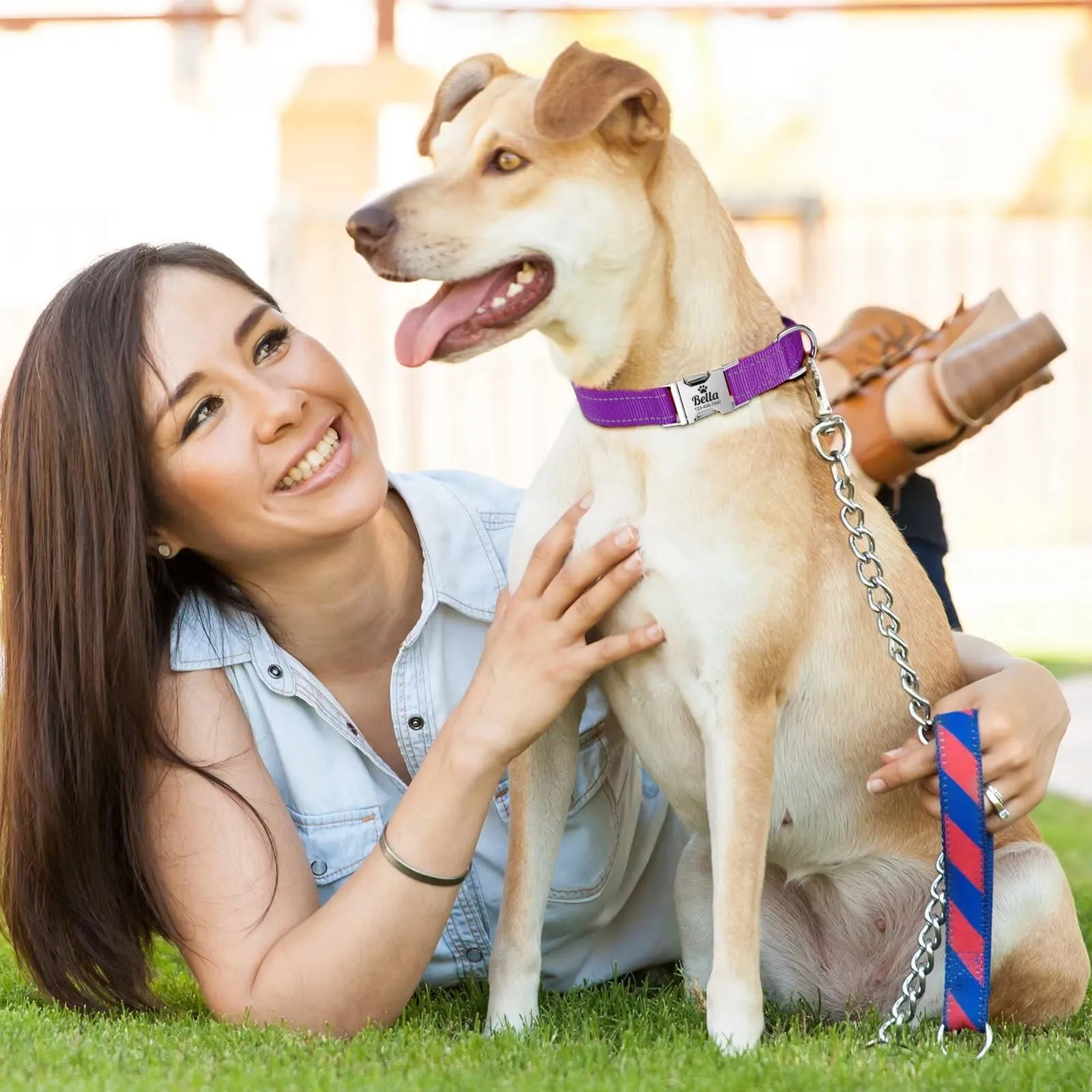 Collare Cani personalizzato - Collare Gatto Riflettente Con Nome E Numero di Telefono inciso, Collari per Animali in Nylon Con Sgancio Rapido E Fibbia in Metallo - immagine 2