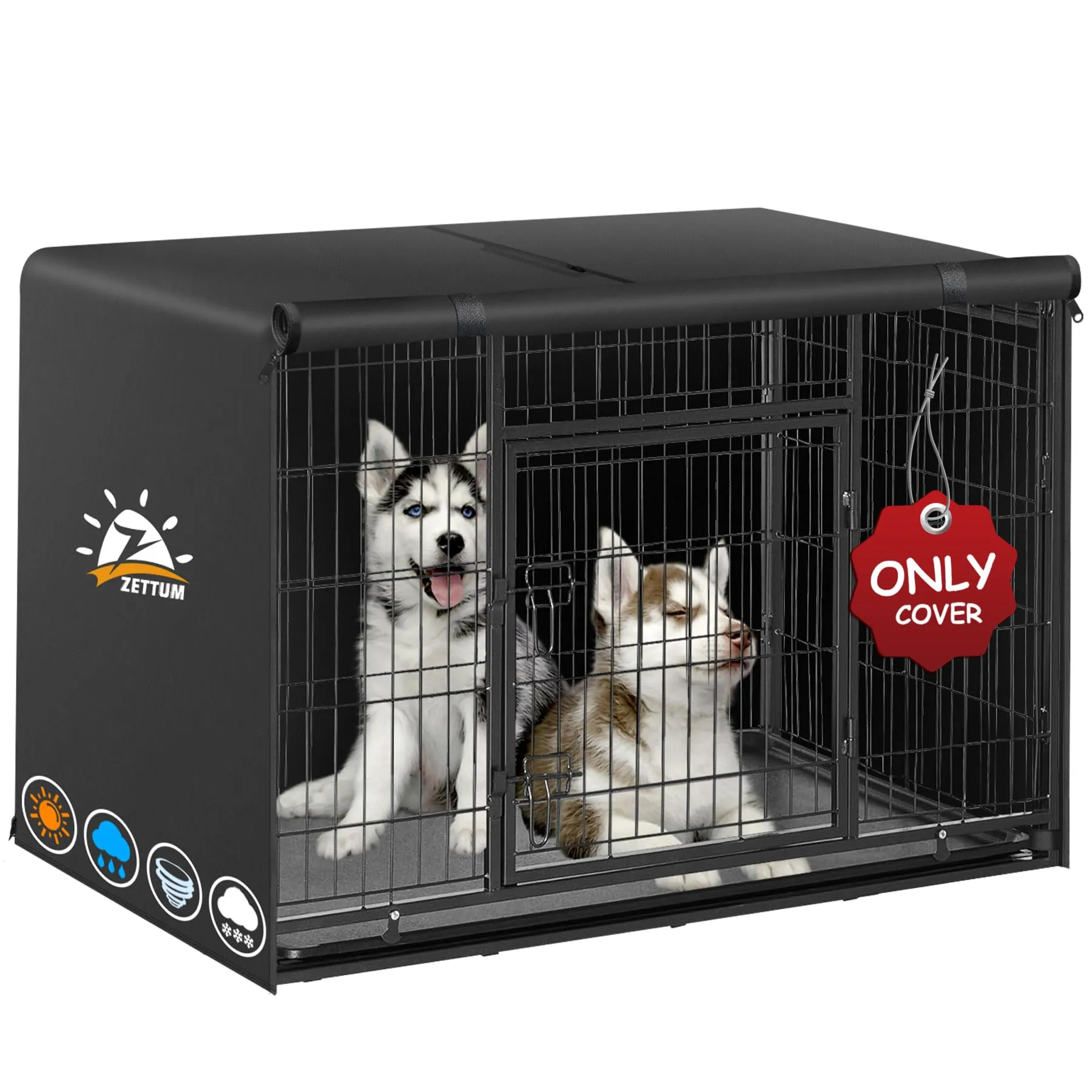 Zettum Copertura Gabbia Cani 90 cm, Impermeabile e Resistente, Tessuto Oxford 600D, Universale (91 x 58 x 63 CM) - immagine 1
