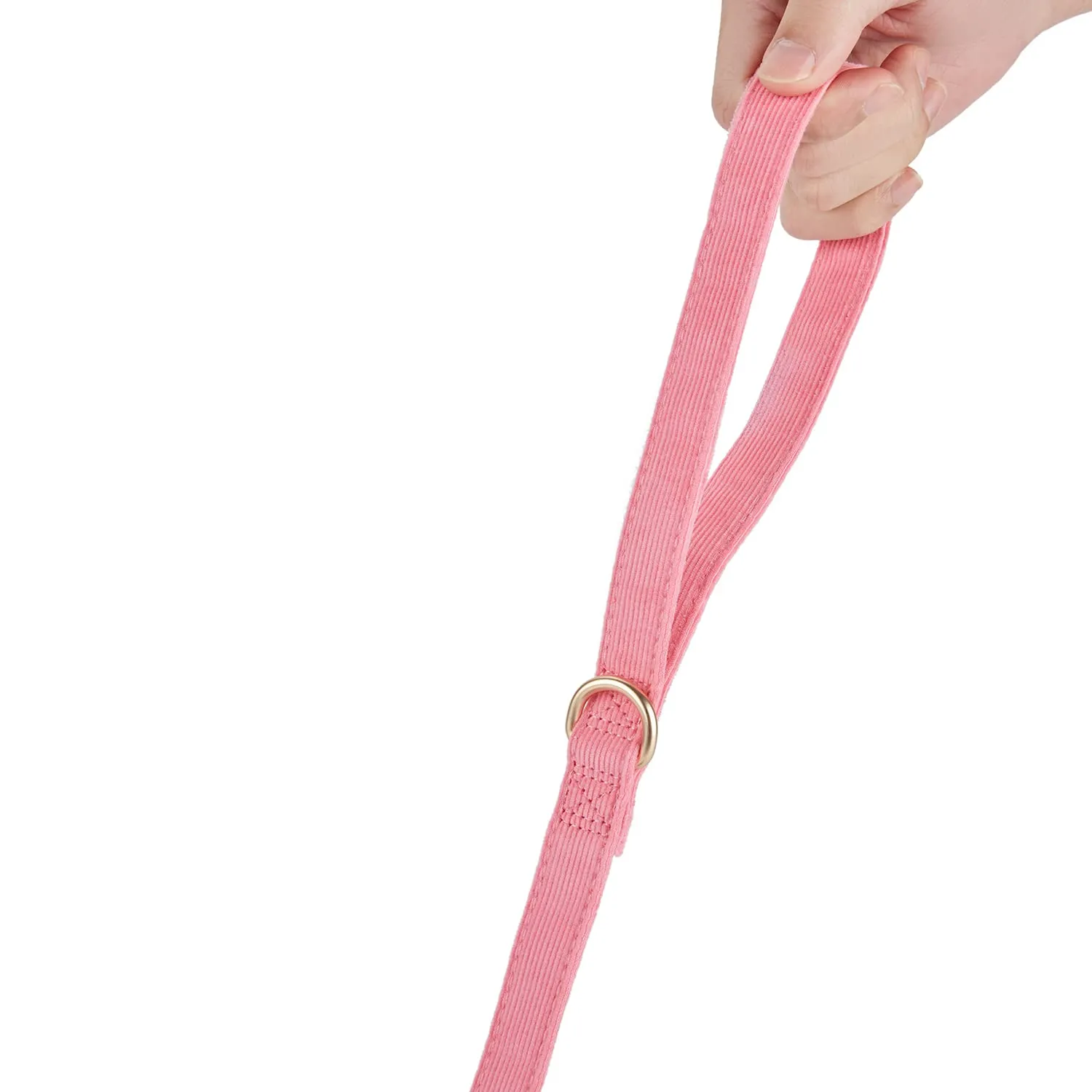 YUDOTE Set di collare e guinzaglio per cani grande, morbido collare in velluto a coste non irritante, combo abbinato per passeggiate quotidiane, rosa - immagine 5