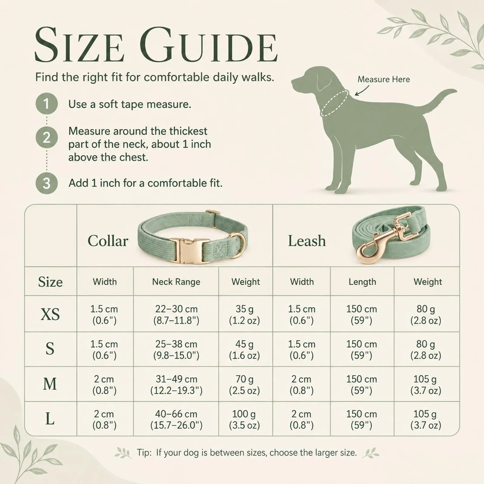 YUDOTE Set di Collare e Guinzaglio per Cani Piccolo, Morbido Collare e Guinzaglio in Corduroy Non Irritante Combinazione Abbinata per Passeggiate Quotidiane, Verde Salvia - immagine 7