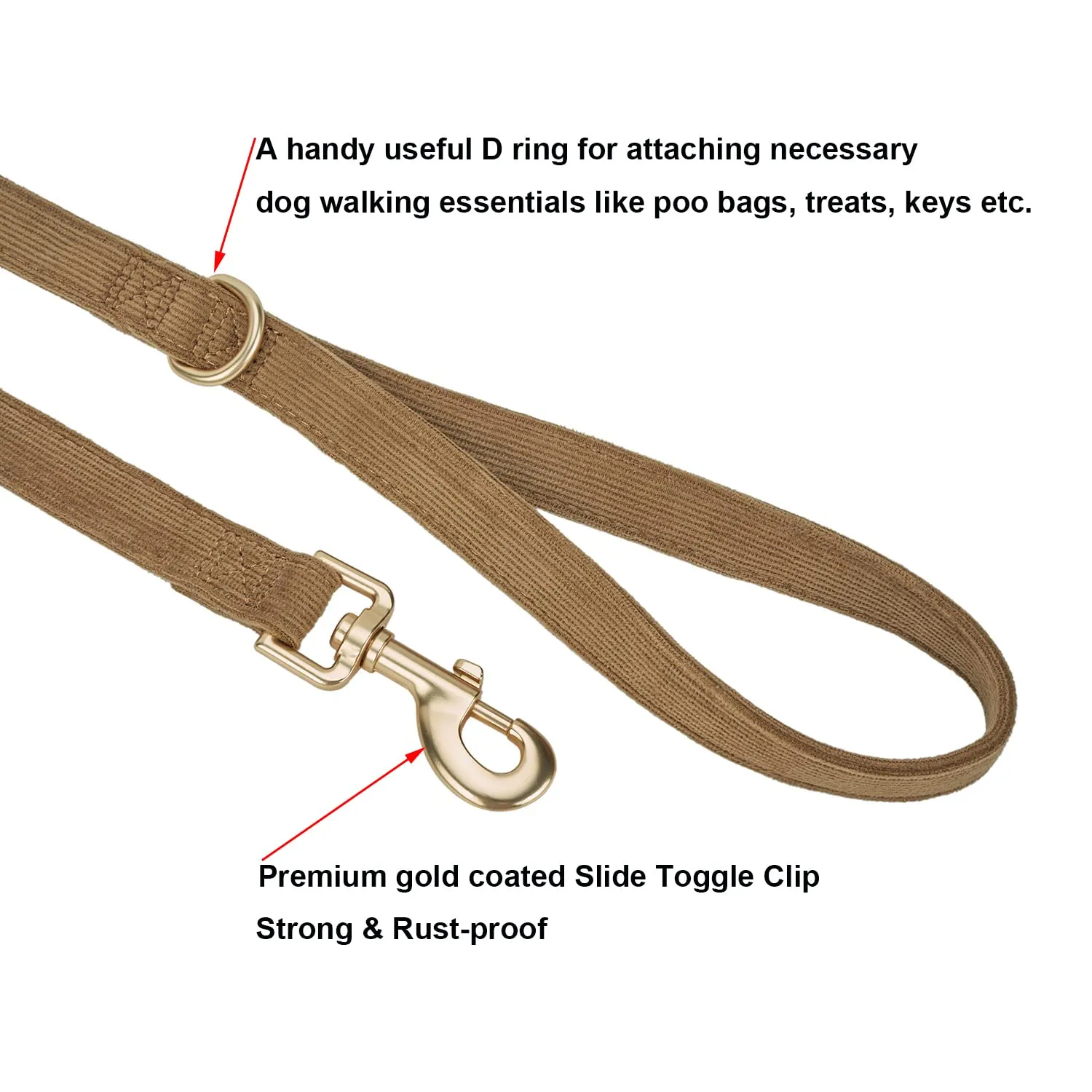 YUDOTE Set di Collare e Guinzaglio per Cani Grande, Morbido Collare e Guinzaglio in Corduroy Non Irritante Combinazione Abbinata per Passeggiate Quotidiane, Marrone - immagine 5