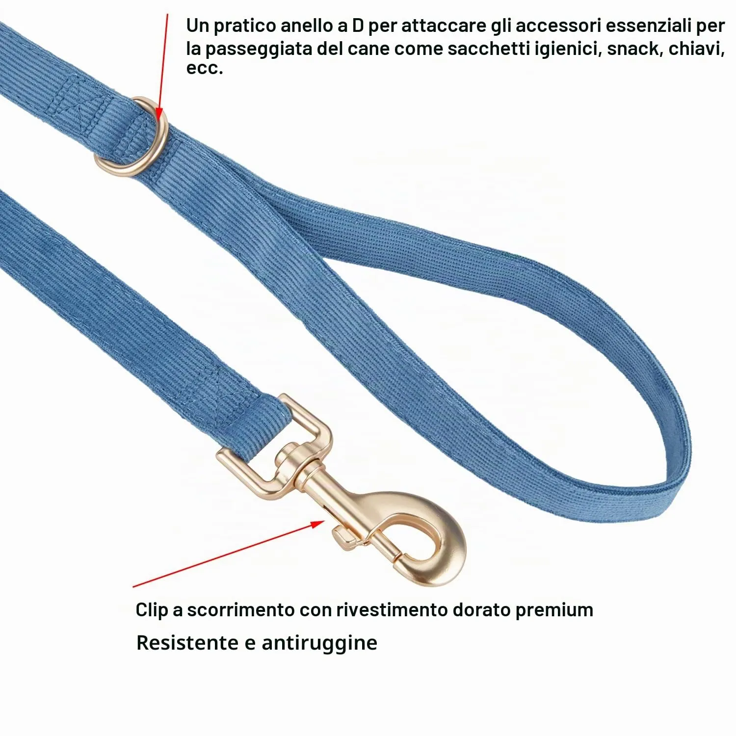 YUDOTE Set di Collare e Guinzaglio per Cani Grande, Morbido Collare e Guinzaglio in Corduroy Non Irritante Combinazione Abbinata per Passeggiate Quotidiane, Blu - immagine 5