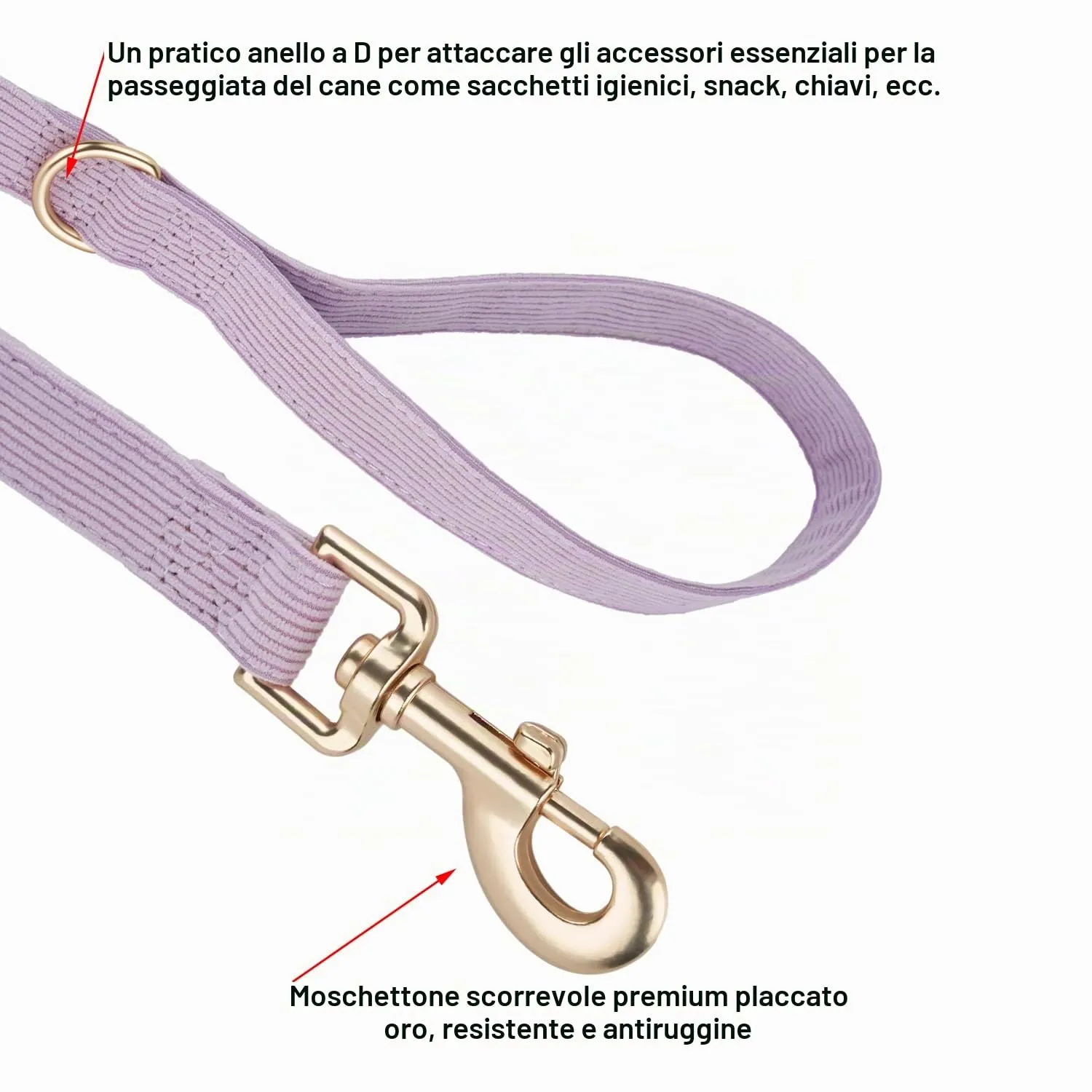 YUDOTE Set di Collare e Guinzaglio per Cani Grande, Morbido Collare e Guinzaglio in Corduroy Non Irritante Combinazione Abbinata per Passeggiate Quotidiane, Viola - immagine 3