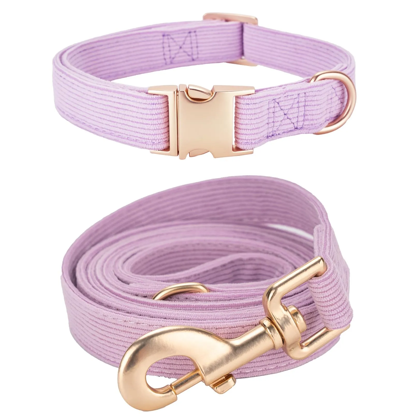 YUDOTE Set di Collare e Guinzaglio per Cani Piccolo, Morbido Collare e Guinzaglio in Corduroy Non Irritante Combinazione Abbinata per Passeggiate Quotidiane, Viola - immagine 1