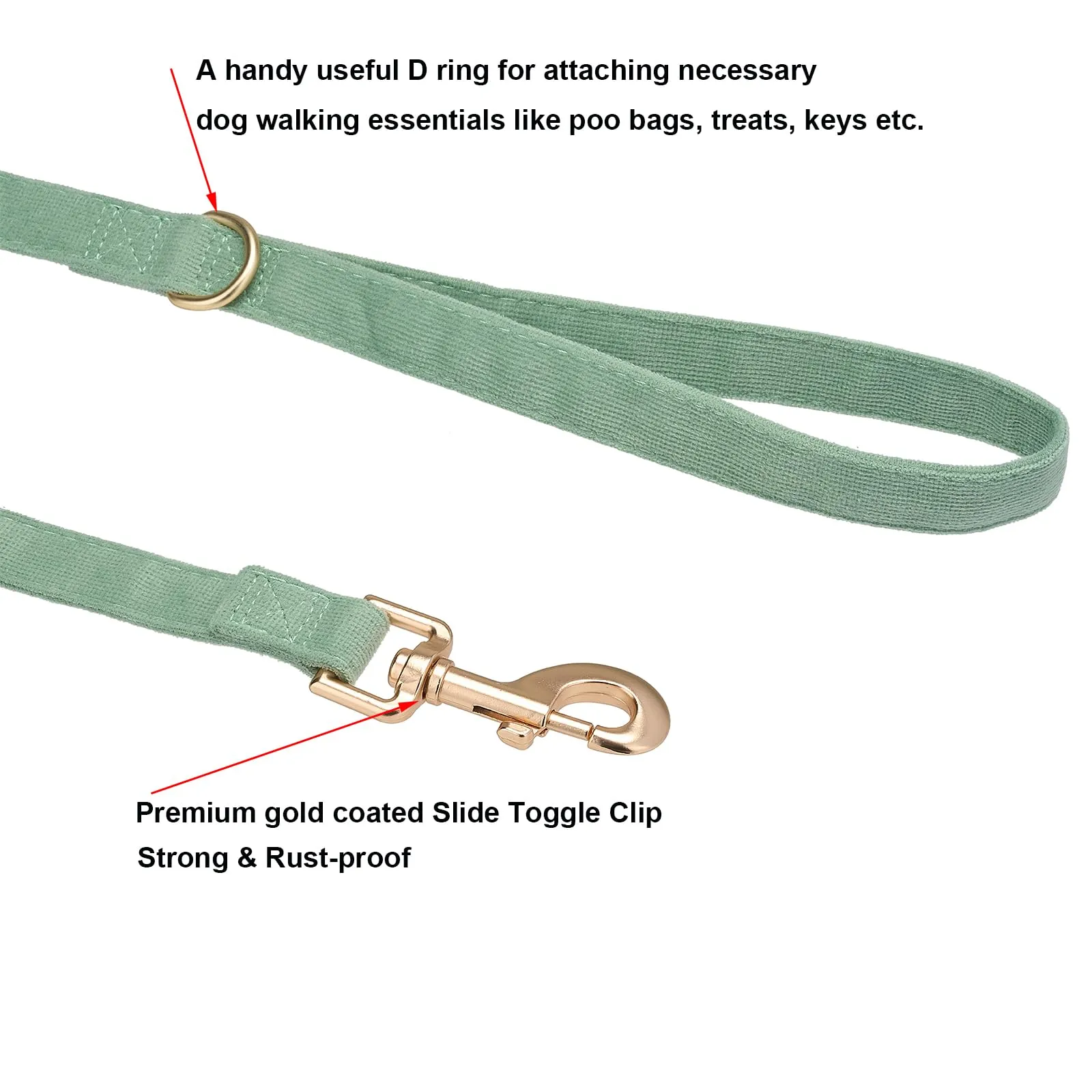 YUDOTE Set di Collare e Guinzaglio per Cani Medio, Morbido Collare e Guinzaglio in Corduroy Non Irritante, Combinazione Abbinata per Passeggiate Quotidiane, Verde Salvia - immagine 6