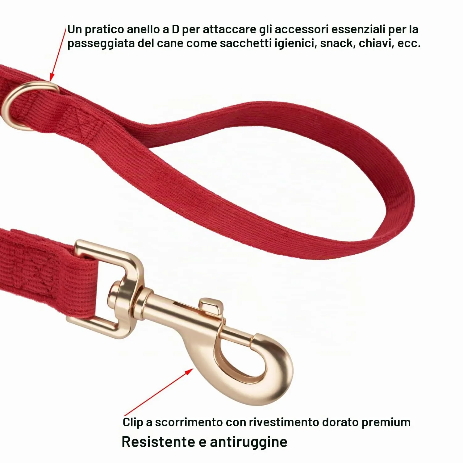 YUDOTE Set di Collare e Guinzaglio per Cani, Medio, Morbido e Senza Irritanti, Collare e Guinzaglio in Cordino, Combinazione Adatta per la Passeggiata Quotidiana, Rosso - immagine 7