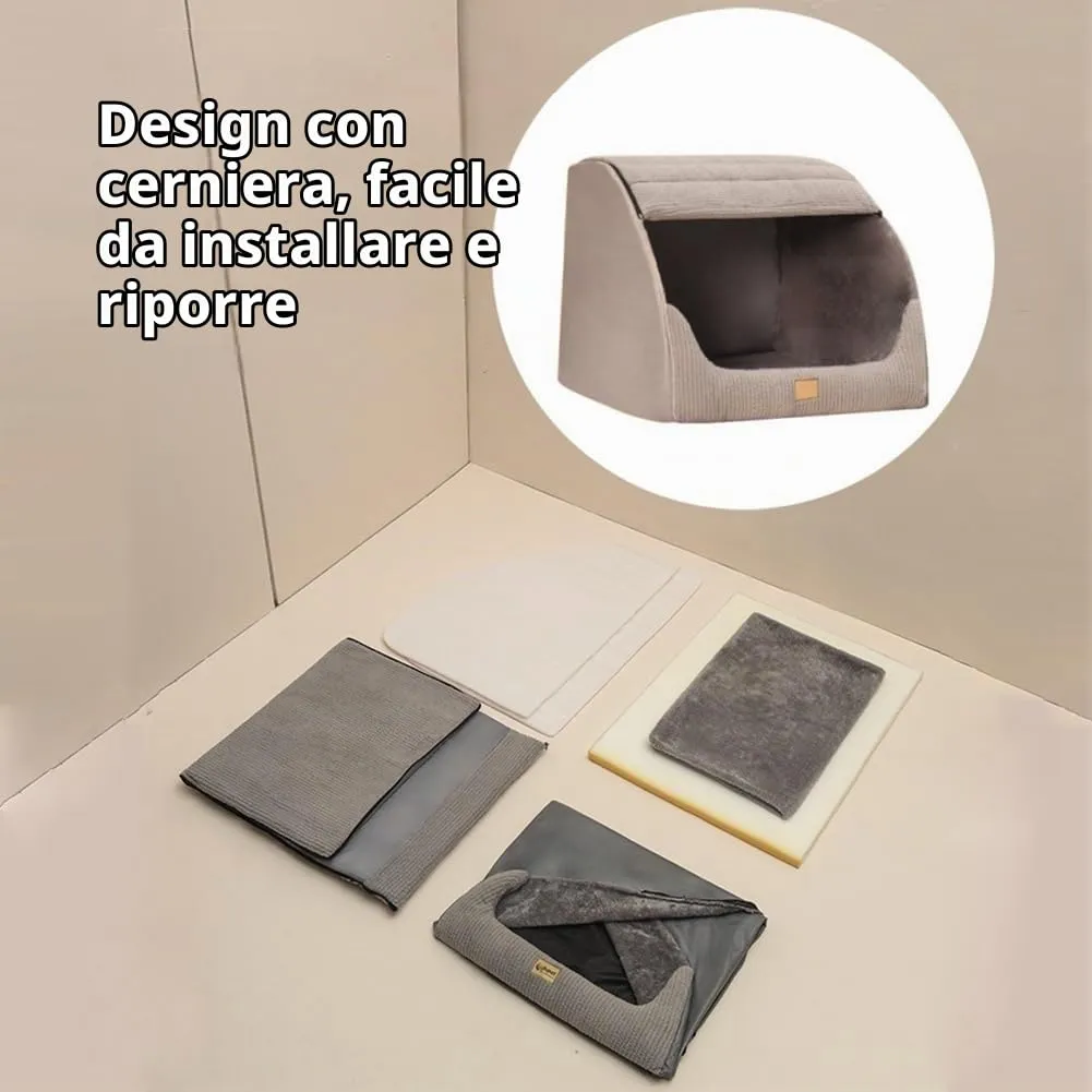Grande cuccia per cani e gatti in morbido peluche con cuscino morbido e lavabile, casa portatile per cani e gatti di taglia media e grande (grigio, taglia XL) - immagine 6