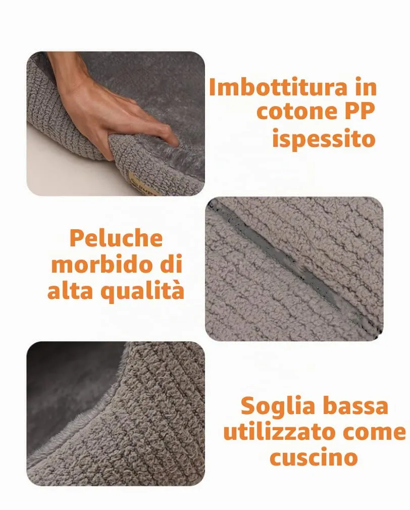 Grande cuccia per cani e gatti in morbido peluche con cuscino morbido e lavabile, casa portatile per cani e gatti di taglia media e grande (grigio, taglia XL) - immagine 7