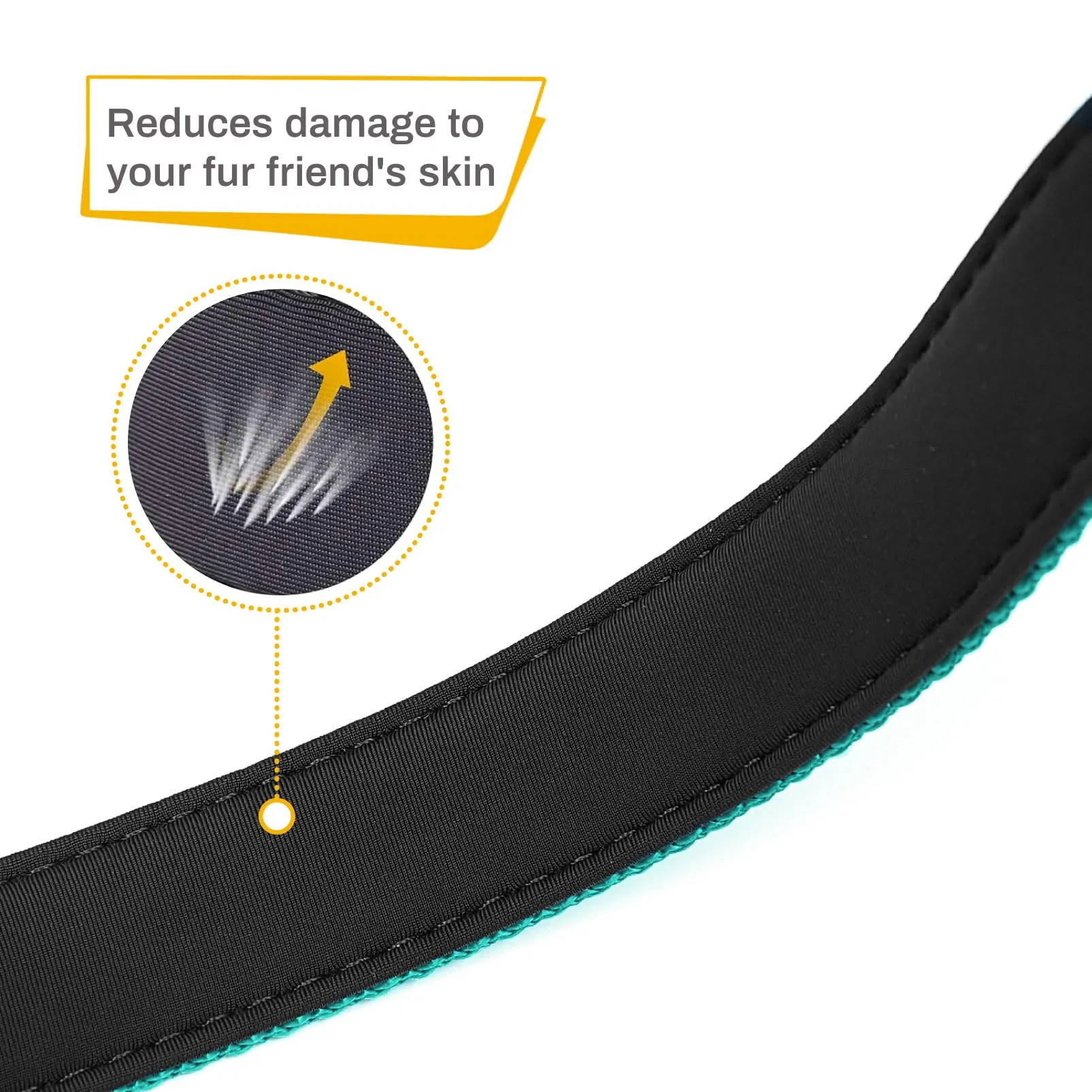 HEELE Collare per Cani, Collare Cane Riflettente Imbottito Nylon Regolabile Traspirante Collari per Cani di Taglia Grande, Turchese, L(44-66cm) - immagine 8