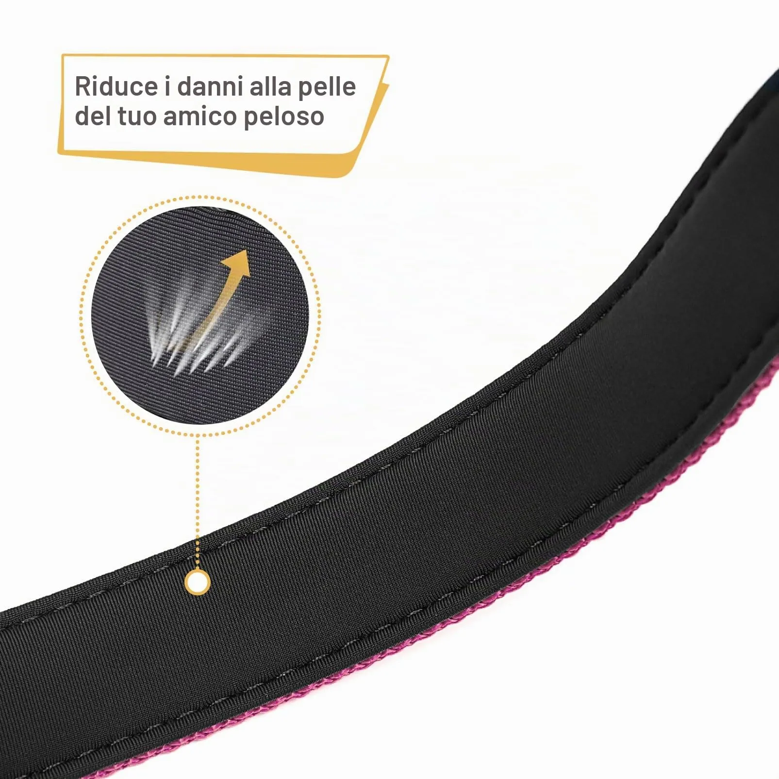 HEELE Collare per Cani, Collare Cane Riflettente Imbottito Nylon Regolabile Traspirante Collari per Cani, Magenta, XS(20-30cm) - immagine 8