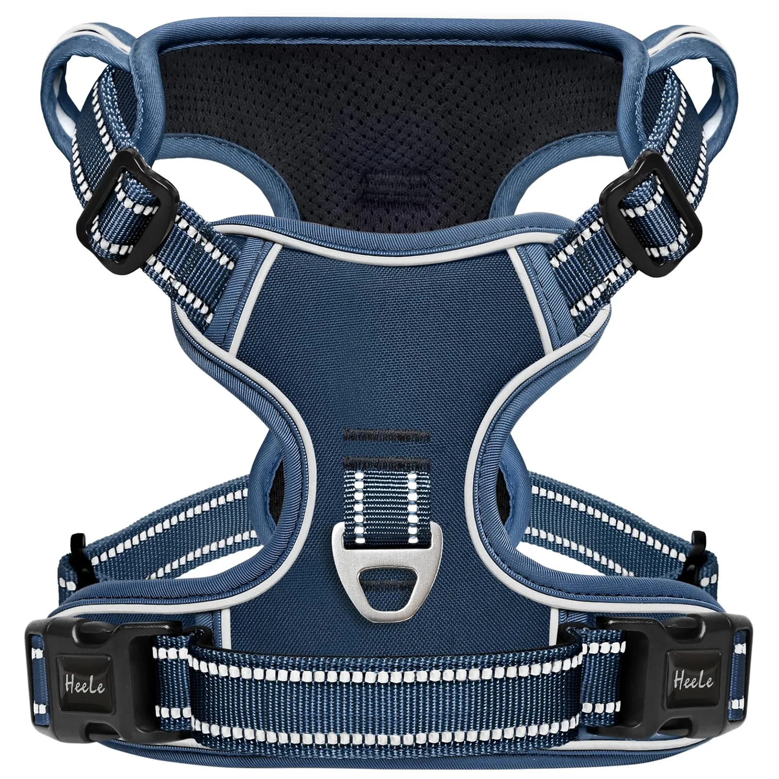 HEELE Pettorina Cane con Motivo Stampato, Riflettente Pettorina Addestramento Cani Anti Tiro con 2 Ganci in Metallo + Comodo Maniglia, Gilet per Cani Regolabile per Camminare, Blu Reale, M - immagine 1