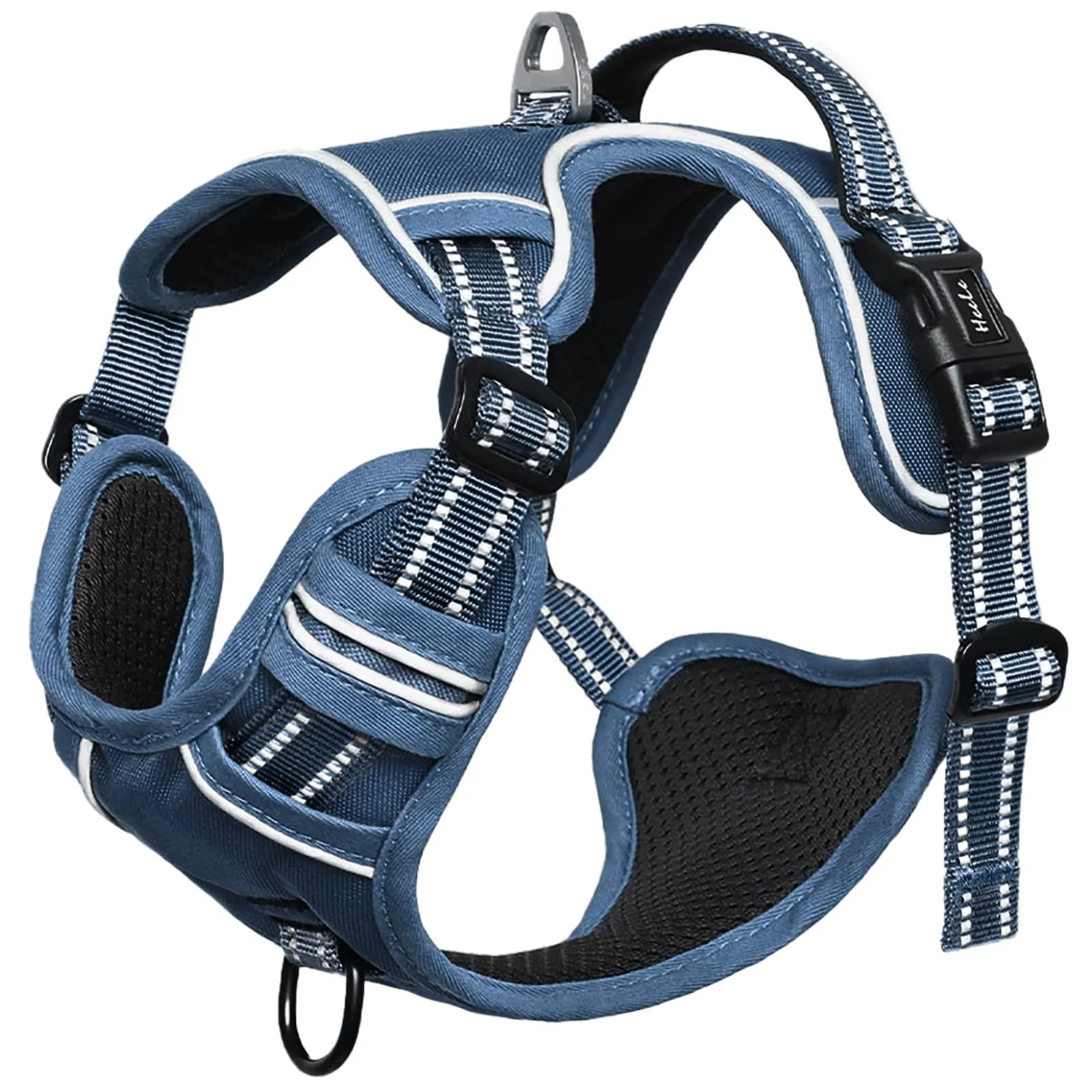 HEELE Pettorina Cane con Motivo Stampato, Riflettente Pettorina Addestramento Cani Anti Tiro con 2 Ganci in Metallo + Comodo Maniglia, Gilet per Cani Regolabile per Camminare, Blu Reale, S - immagine 6