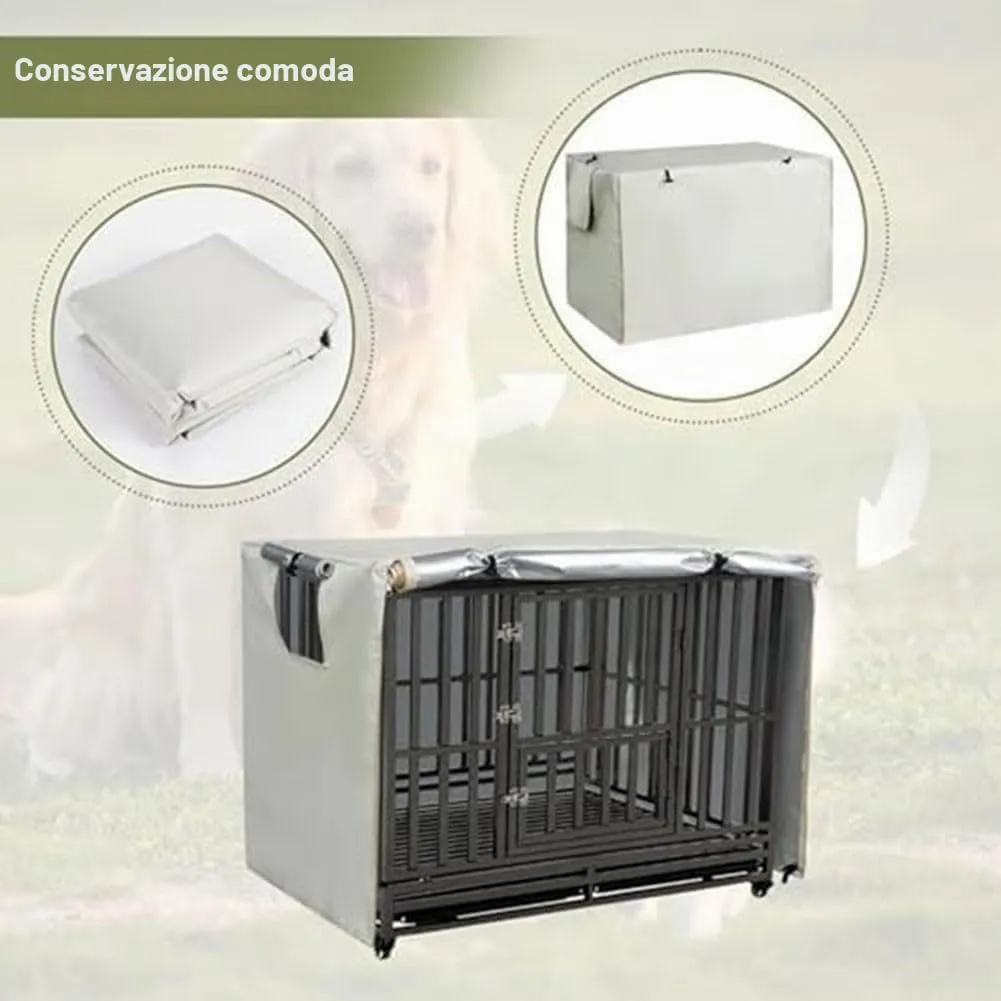 StarRing Copertura per gabbia metallica da esterno per animali domestici, copertura traspirante universale per gabbia metallica Oxford 210D per cani, copertura ombreggiante antivento con protezione - immagine 3