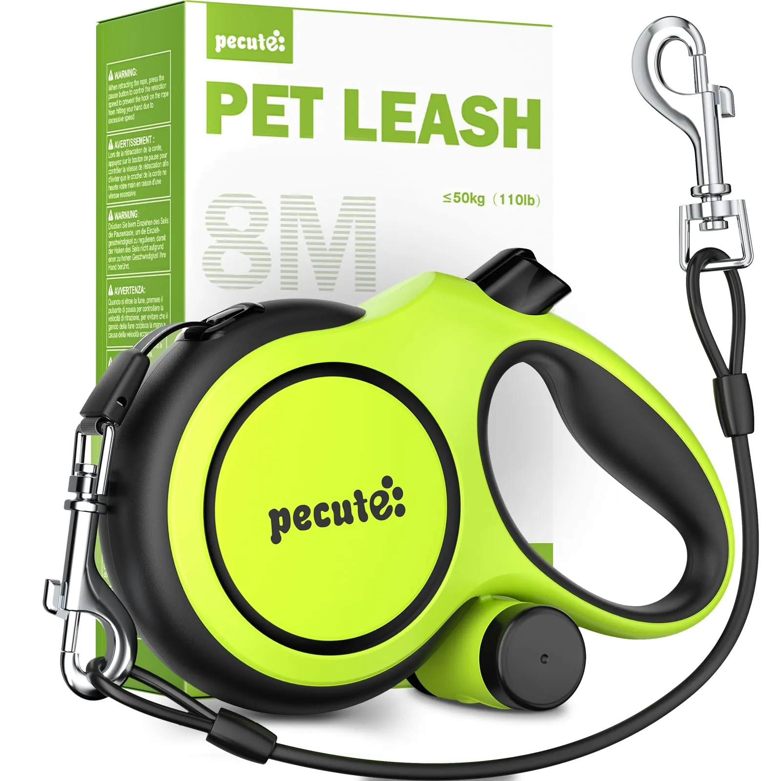 Pecute Guinzaglio per Cani Allungabile 8 metri con Corda Anti-morso da 46cm - immagine 1