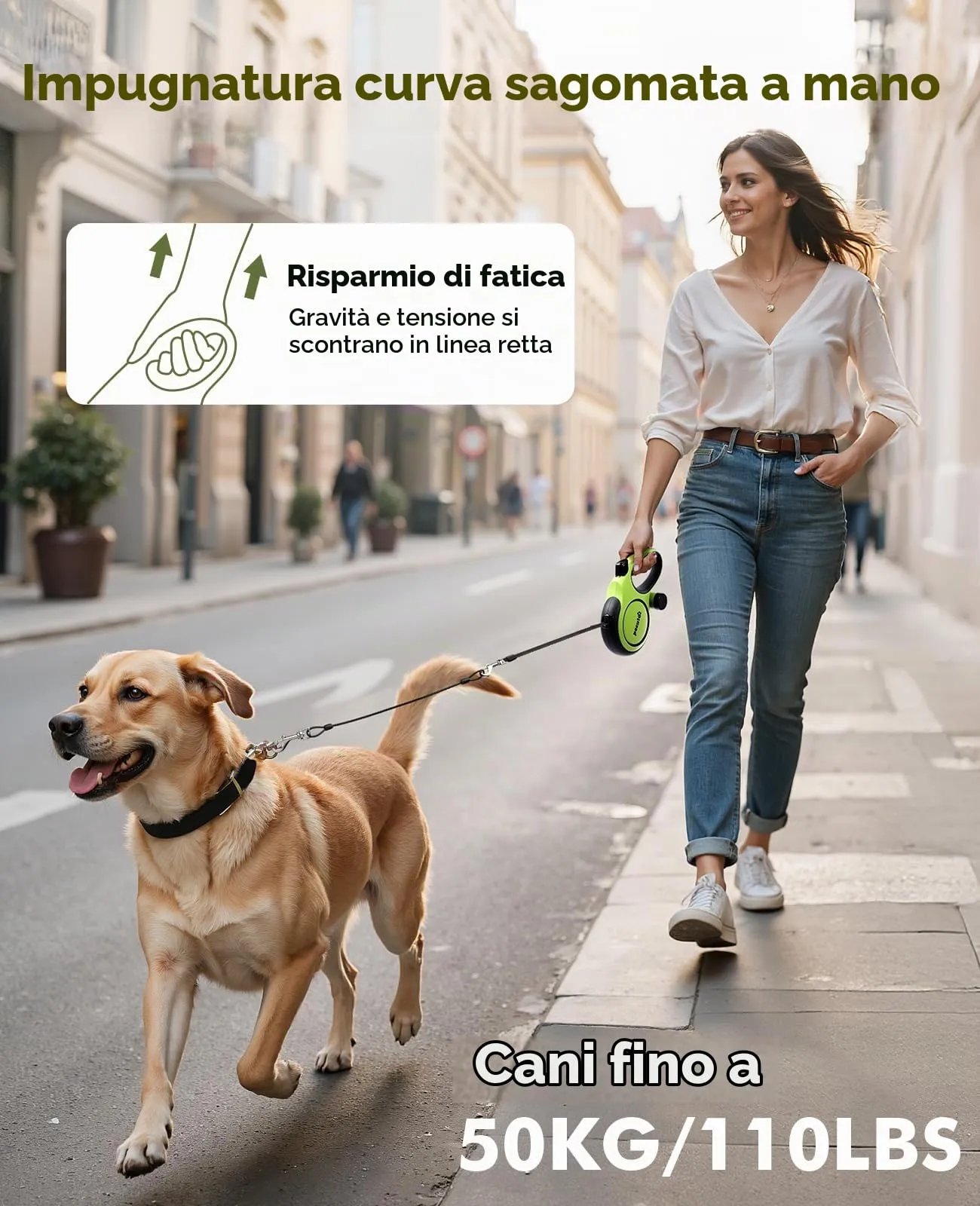 Pecute Guinzaglio per Cani Allungabile 8 metri con Corda Anti-morso da 46cm - immagine 4