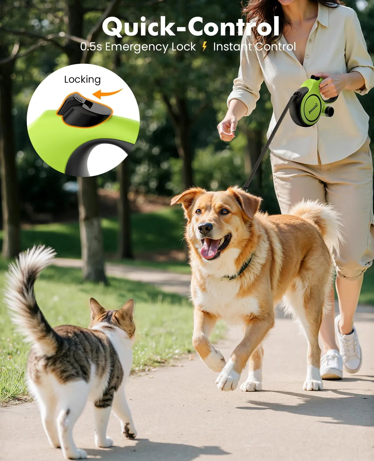 Pecute Guinzaglio per Cani Allungabile 8 metri con Corda Anti-morso da 46cm - immagine 5