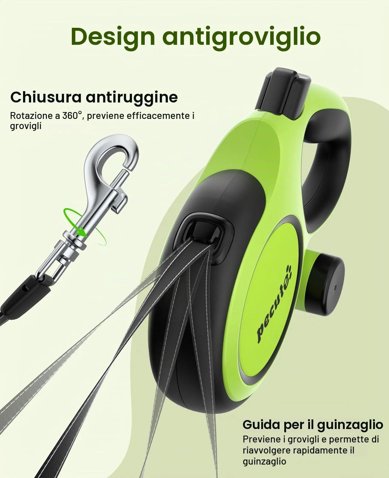 Pecute Guinzaglio per Cani Allungabile 8 metri con Corda Anti-morso da 46cm - immagine 6