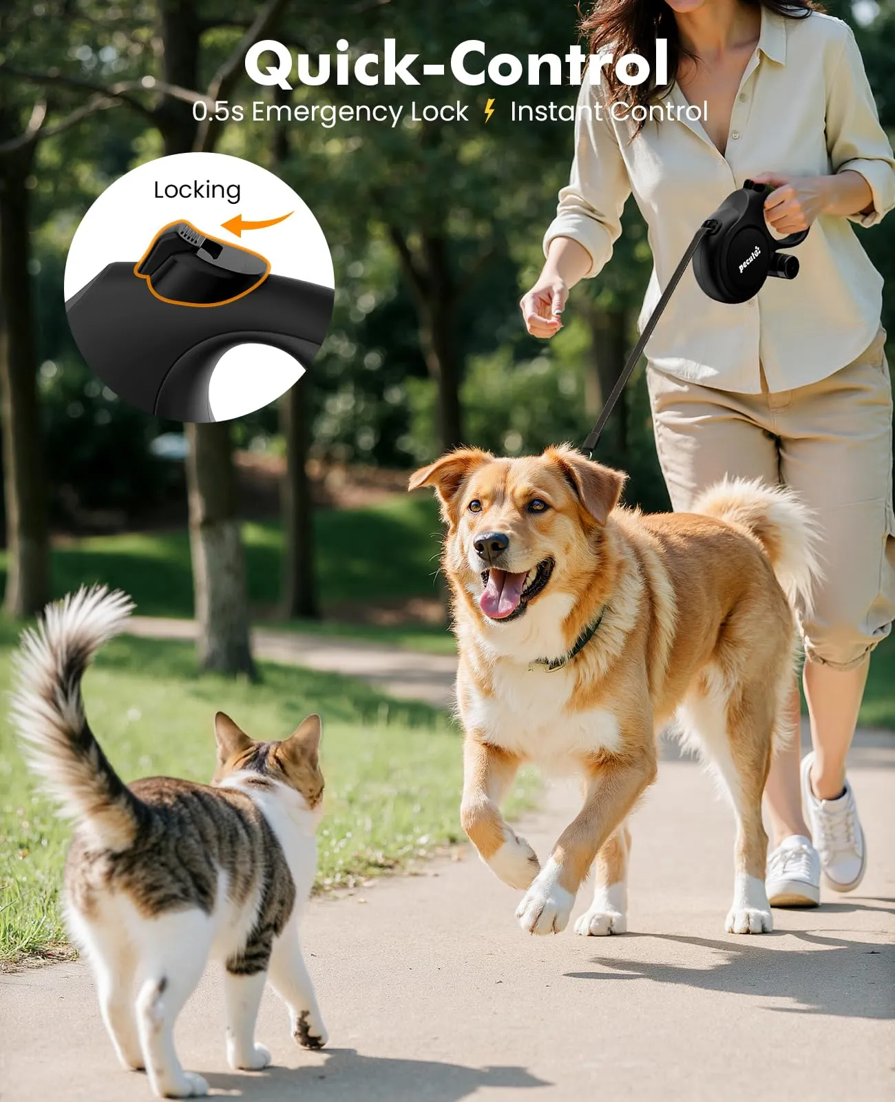 Pecute Guinzaglio per Cani Allungabile 8 metri con Corda Anti-morso da 46cm - immagine 5