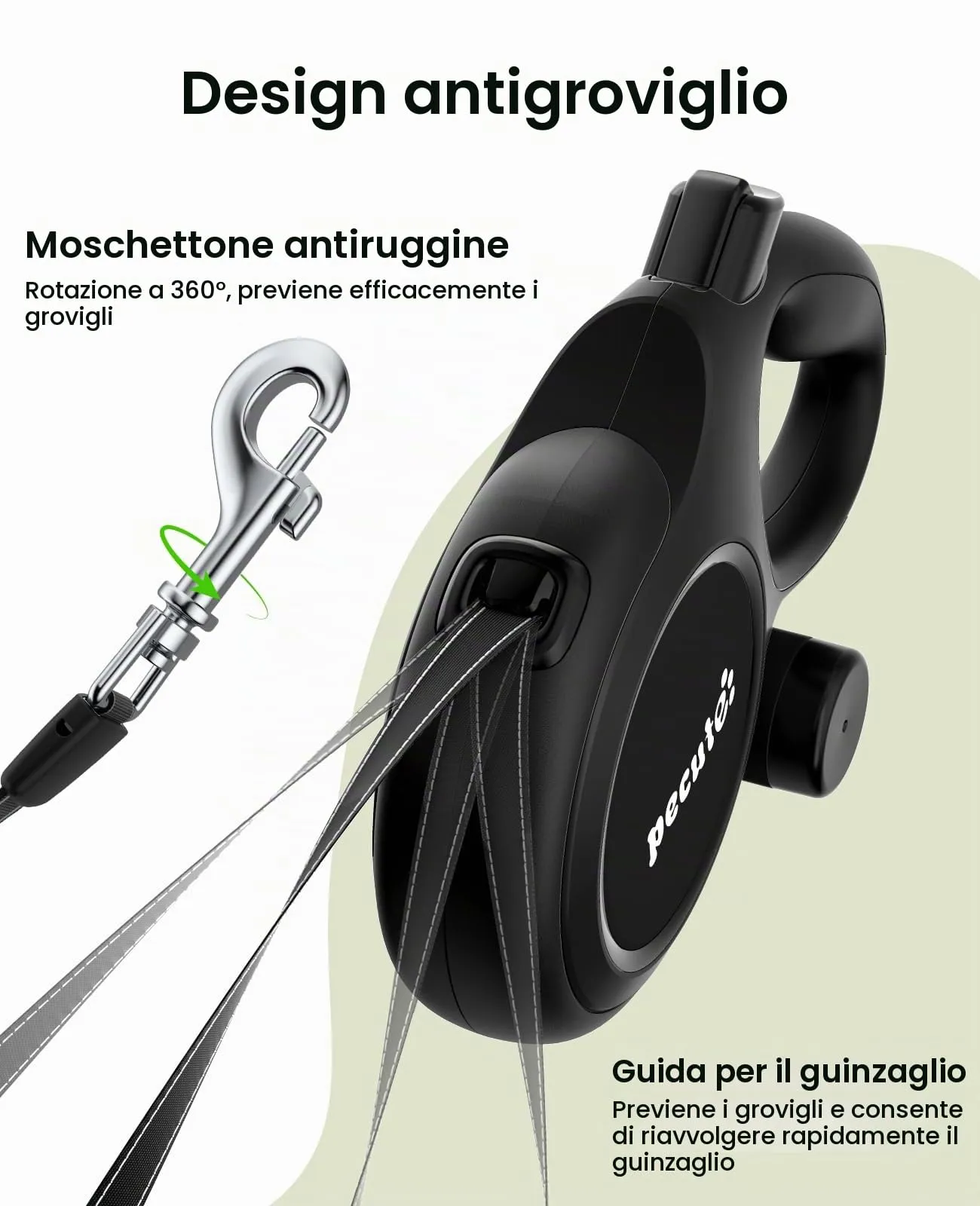 Pecute Guinzaglio per Cani Allungabile 8 metri con Corda Anti-morso da 46cm - immagine 7