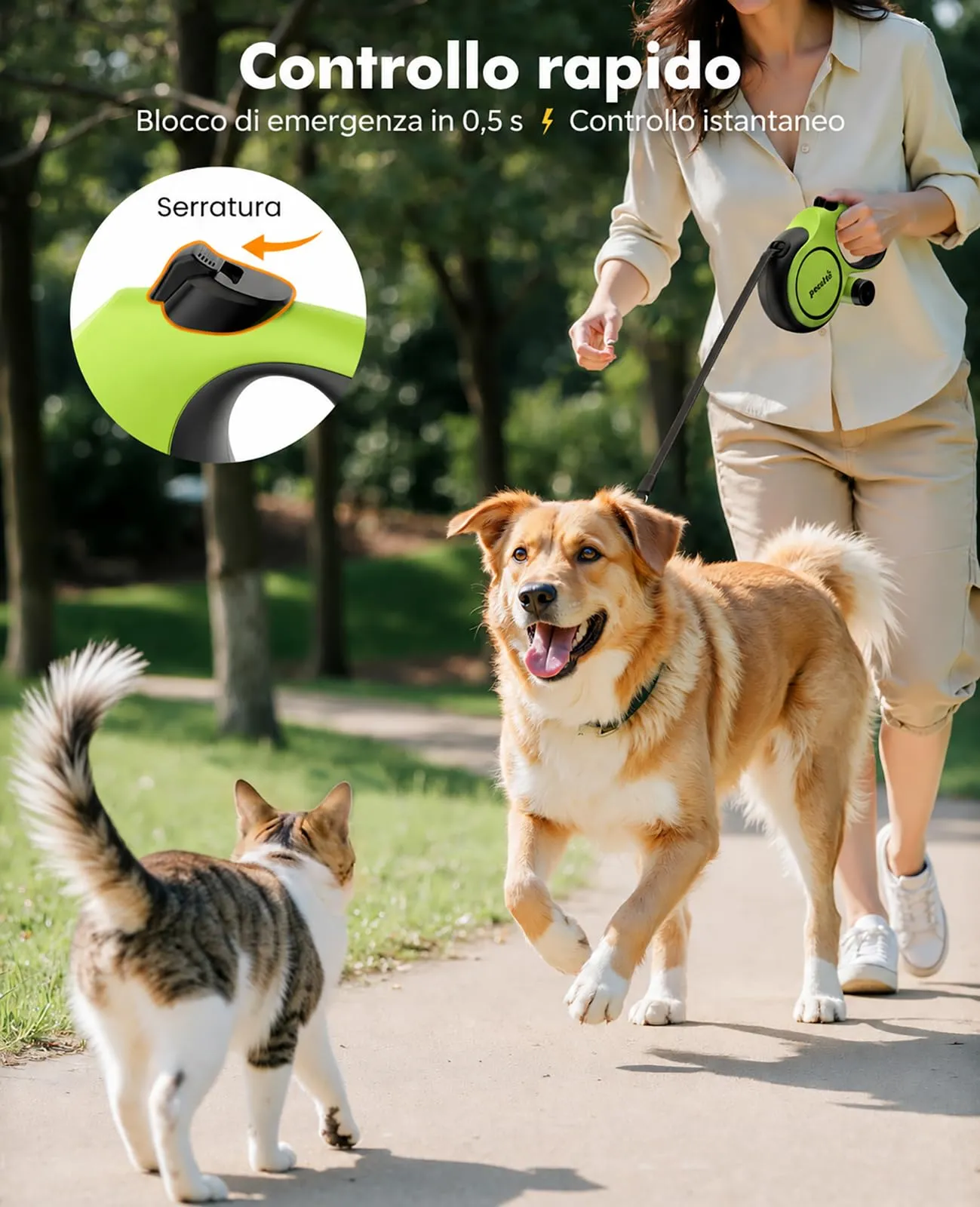 Pecute Guinzaglio per Cani Allungabile 8 metri Per Cani fino a 15-50 kg - immagine 5