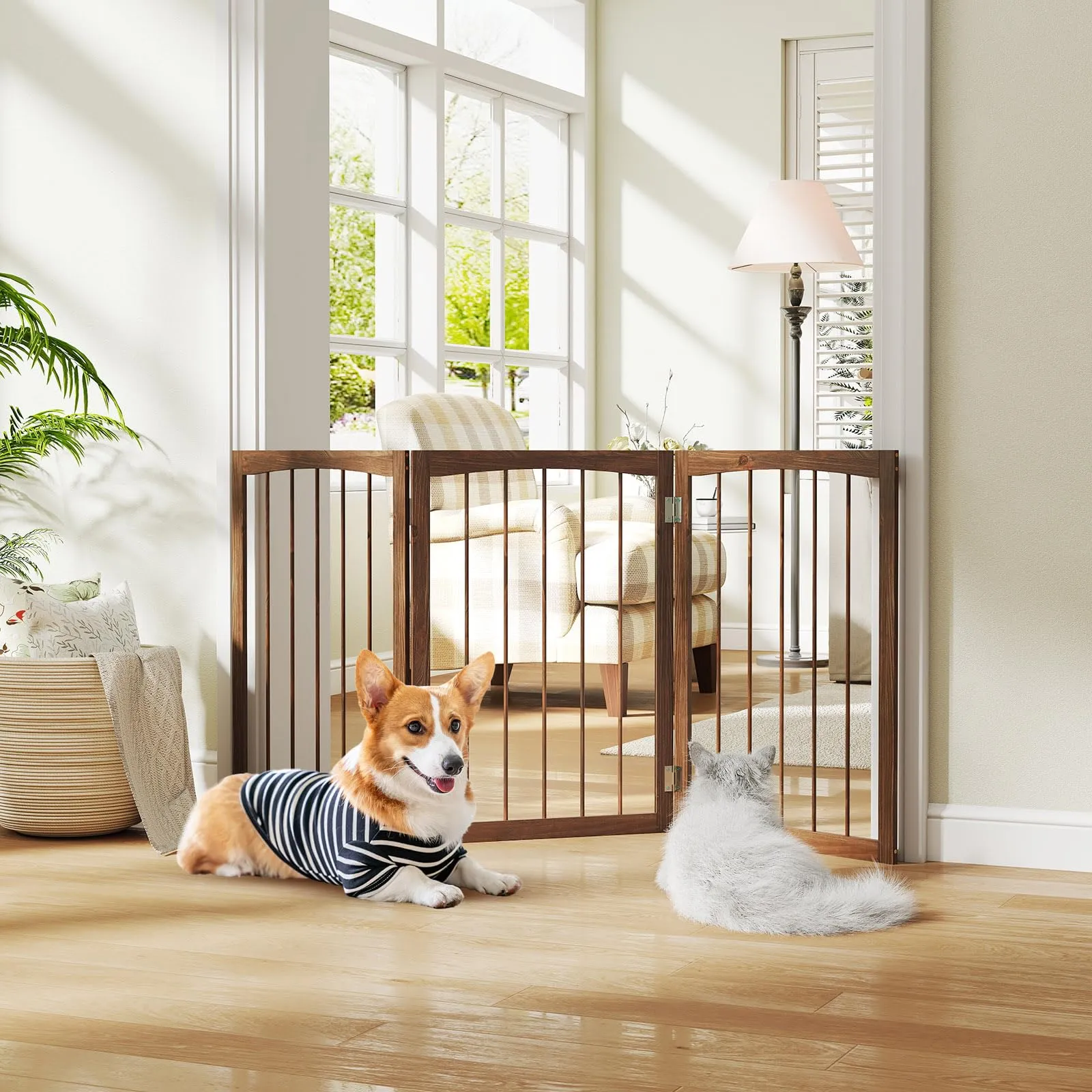 COSTWAY Cancelletto in Legno per Cani 159 x 76 cm - immagine 2