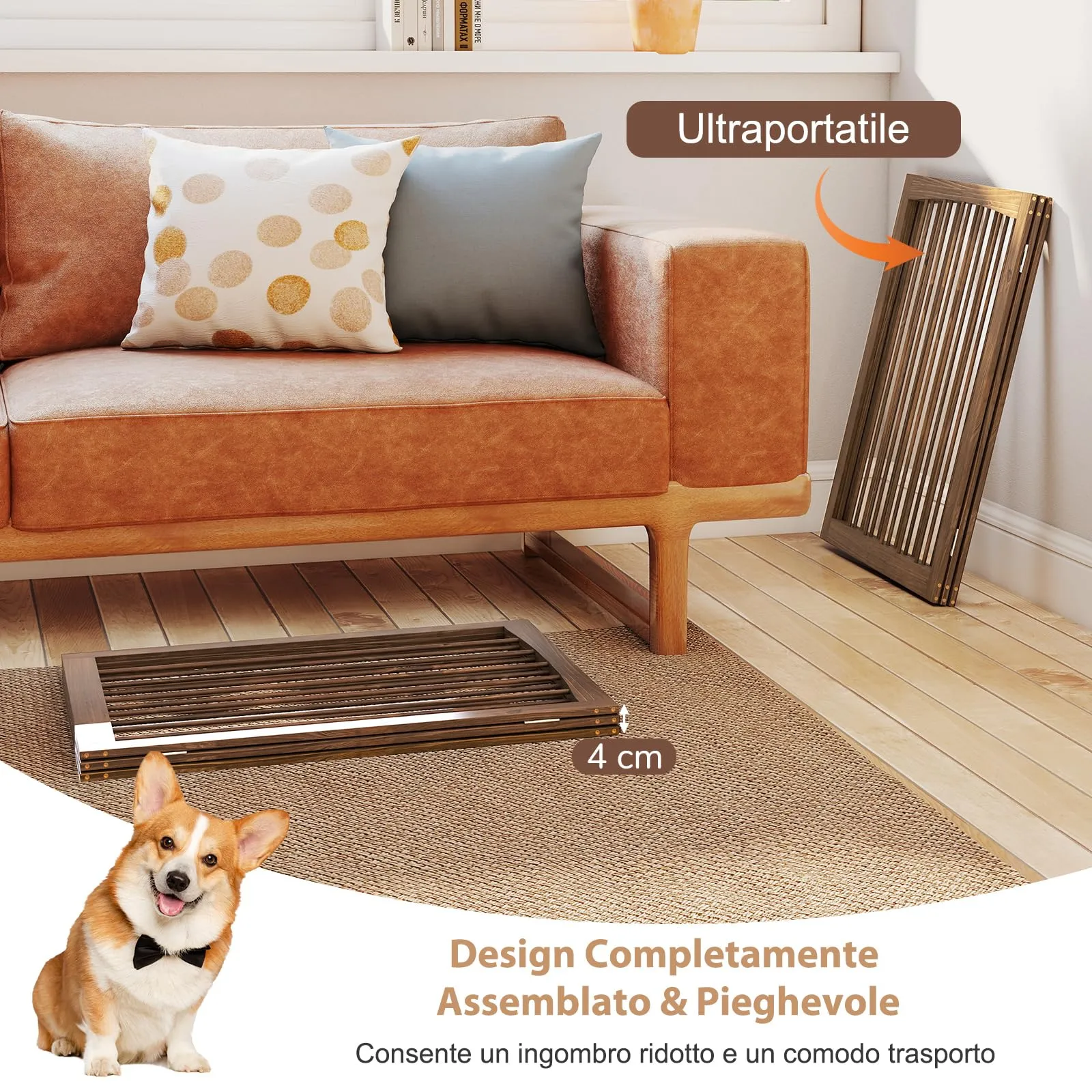 COSTWAY Cancelletto in Legno per Cani 159 x 76 cm - immagine 5