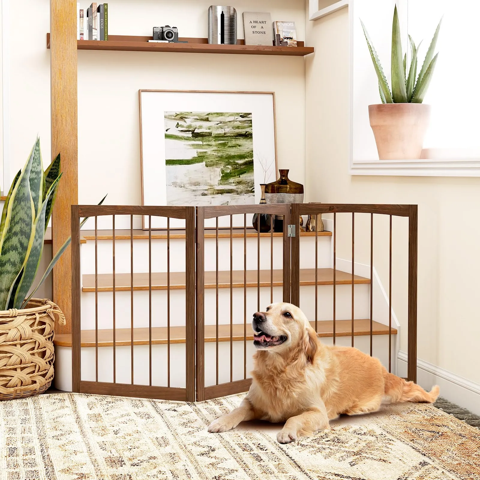 COSTWAY Cancelletto in Legno per Cani 159 x 76 cm - immagine 7