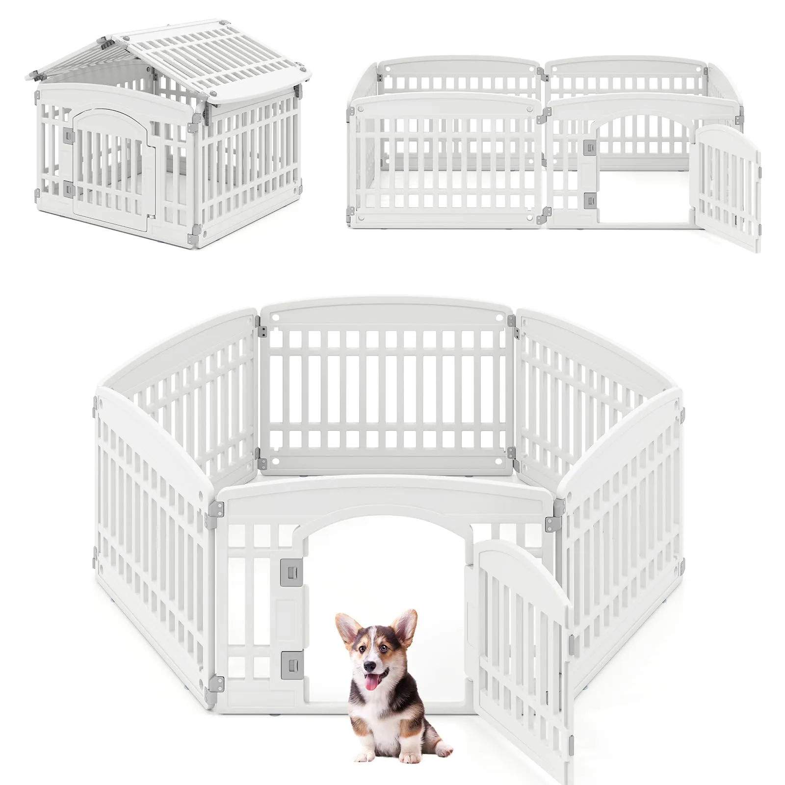 COSTWAY Recinto per Cani da Interno ed Esterno a 6 Pannelli 60 cm - immagine 1