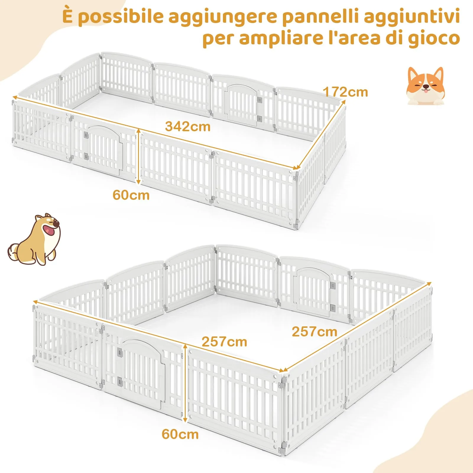 COSTWAY Recinto per Cani da Interno ed Esterno a 6 Pannelli 60 cm - immagine 2