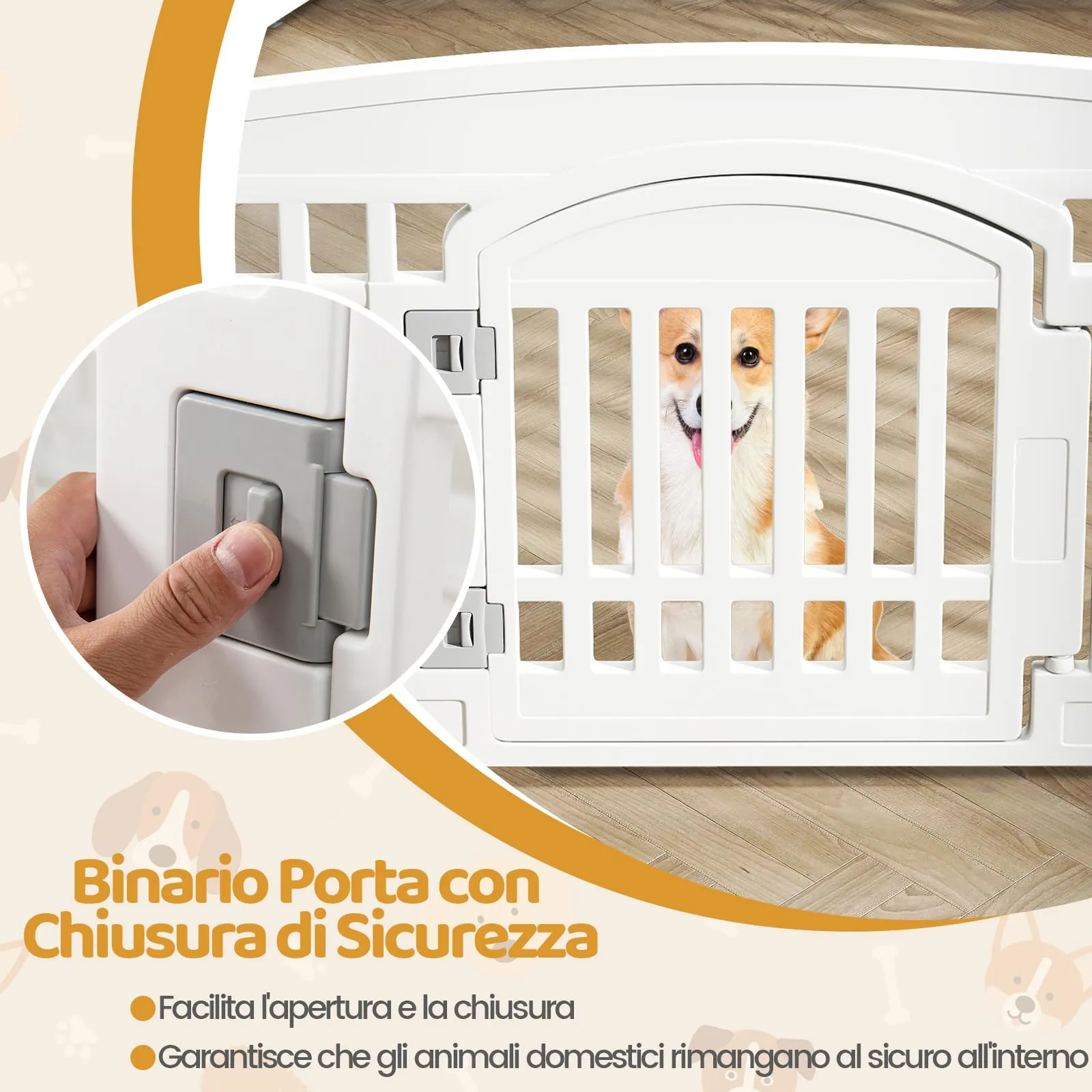 COSTWAY Recinto per Cani da Interno ed Esterno a 6 Pannelli 60 cm - immagine 3