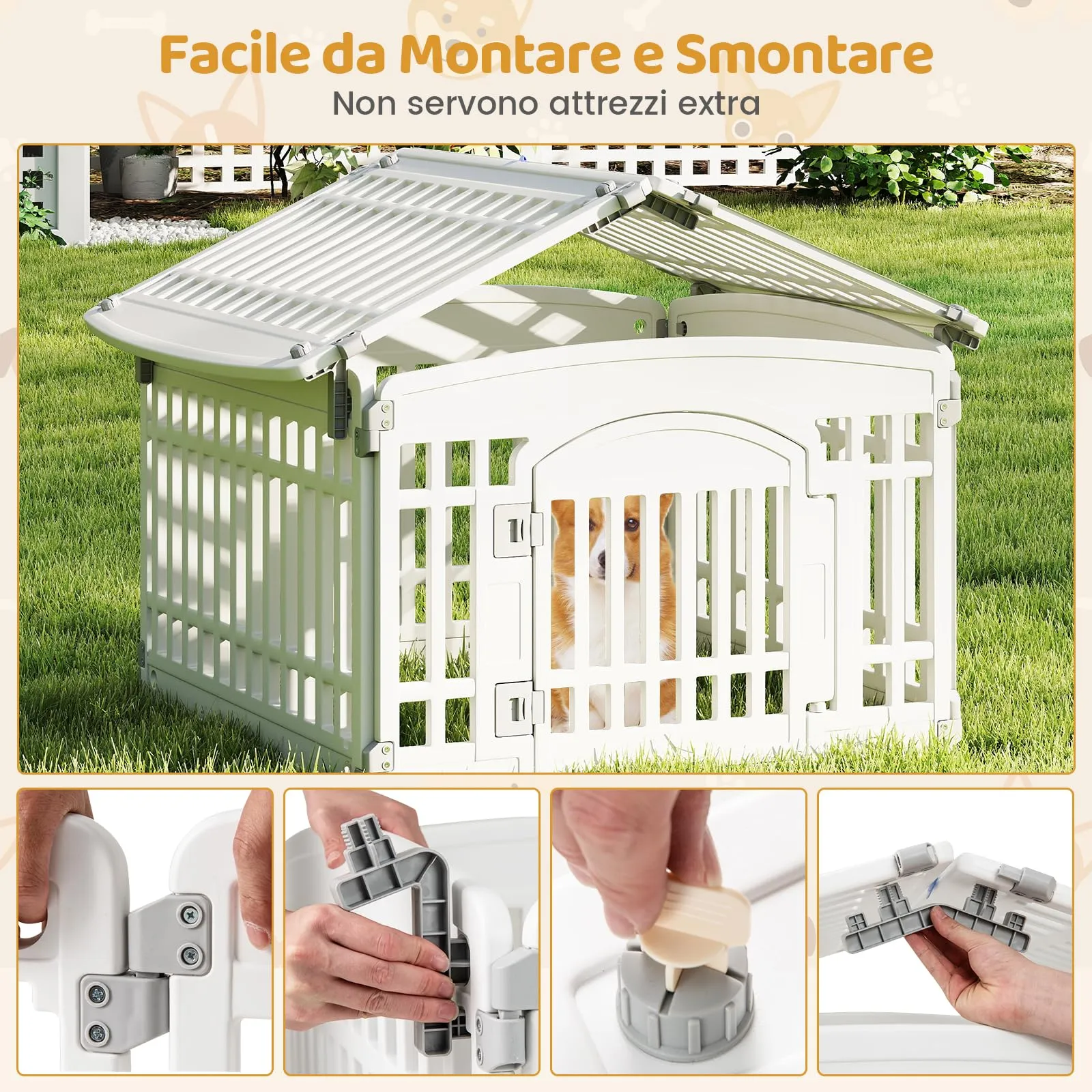 COSTWAY Recinto per Cani da Interno ed Esterno a 6 Pannelli 60 cm - immagine 5