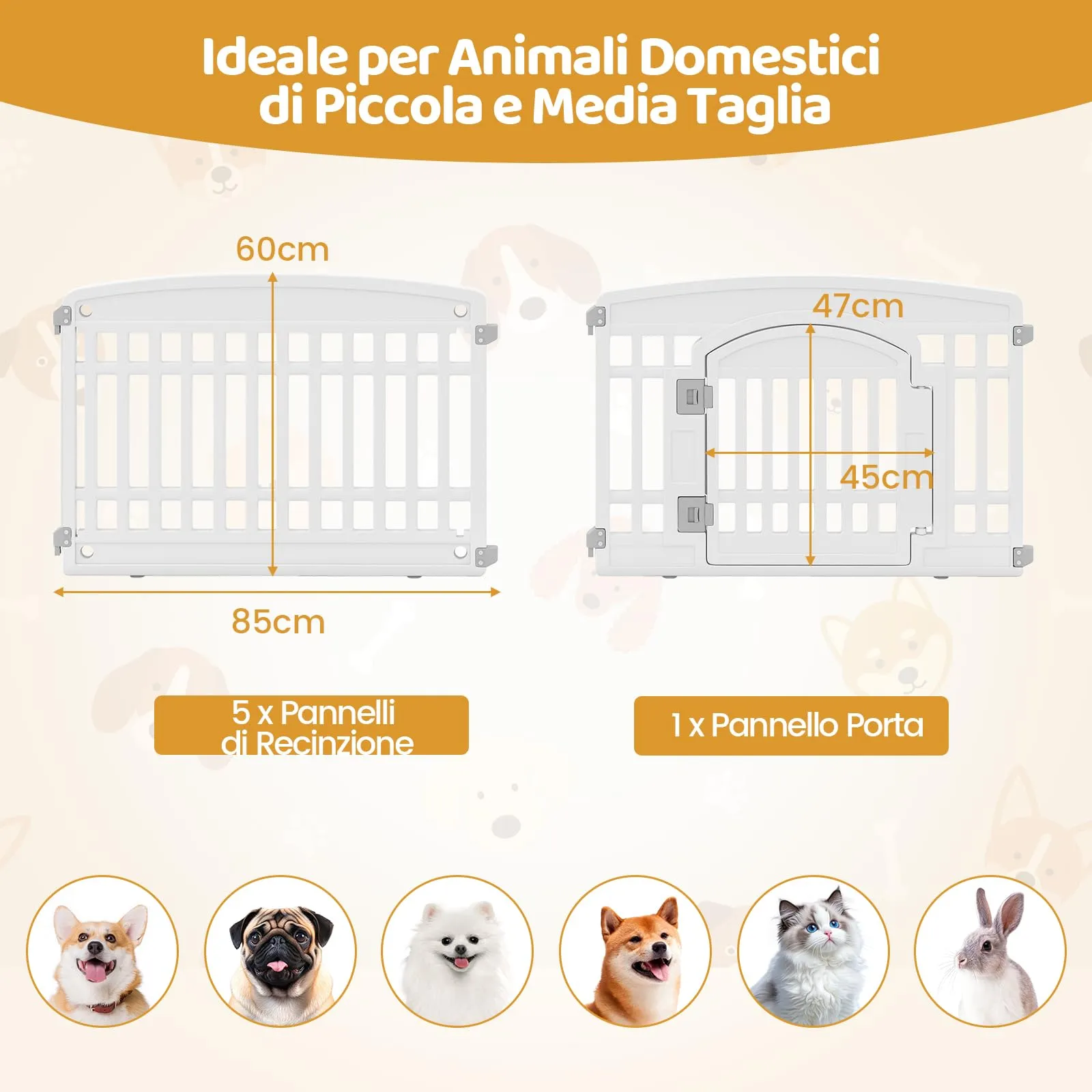 COSTWAY Recinto per Cani da Interno ed Esterno a 6 Pannelli 60 cm - immagine 6