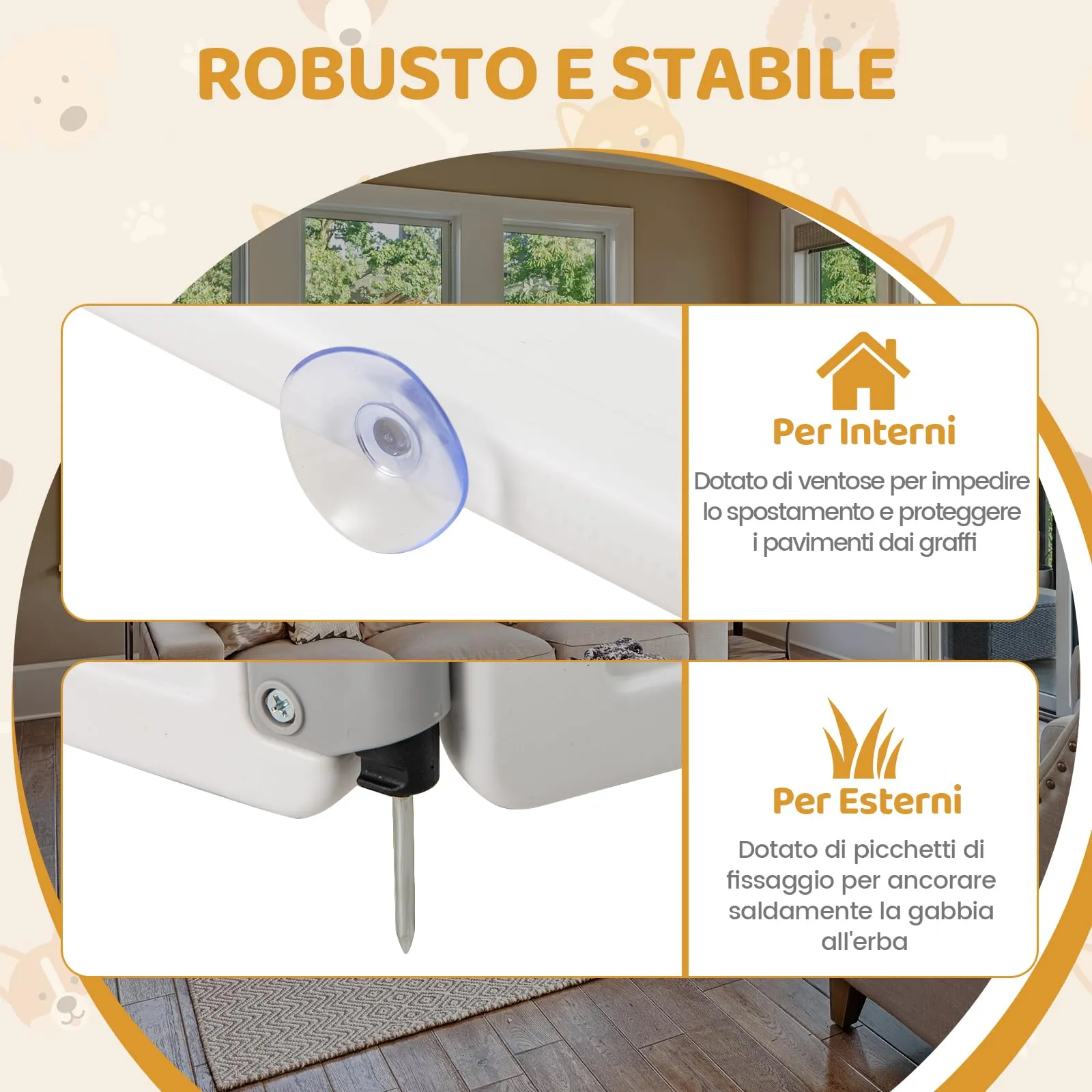 COSTWAY Recinto per Cani da Interno ed Esterno a 6 Pannelli 60 cm - immagine 7