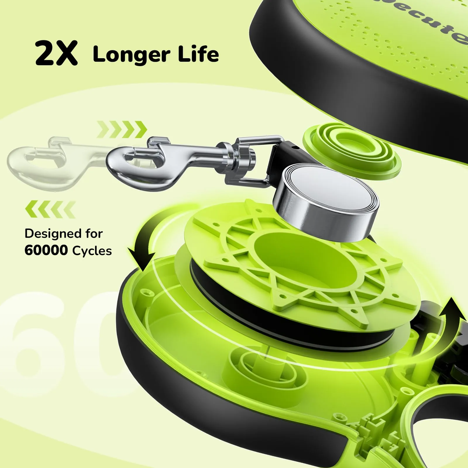 Pecute Guinzaglio per Cani Allungabile 5m (fino a 30kg), con Corda Anti-morso 46cm, 360° Anti-Tangle, Freno Rapido, Impugnatura Antiscivolo, con Sacchetti Igienici e Porta Sacchetti,Verde - immagine 6