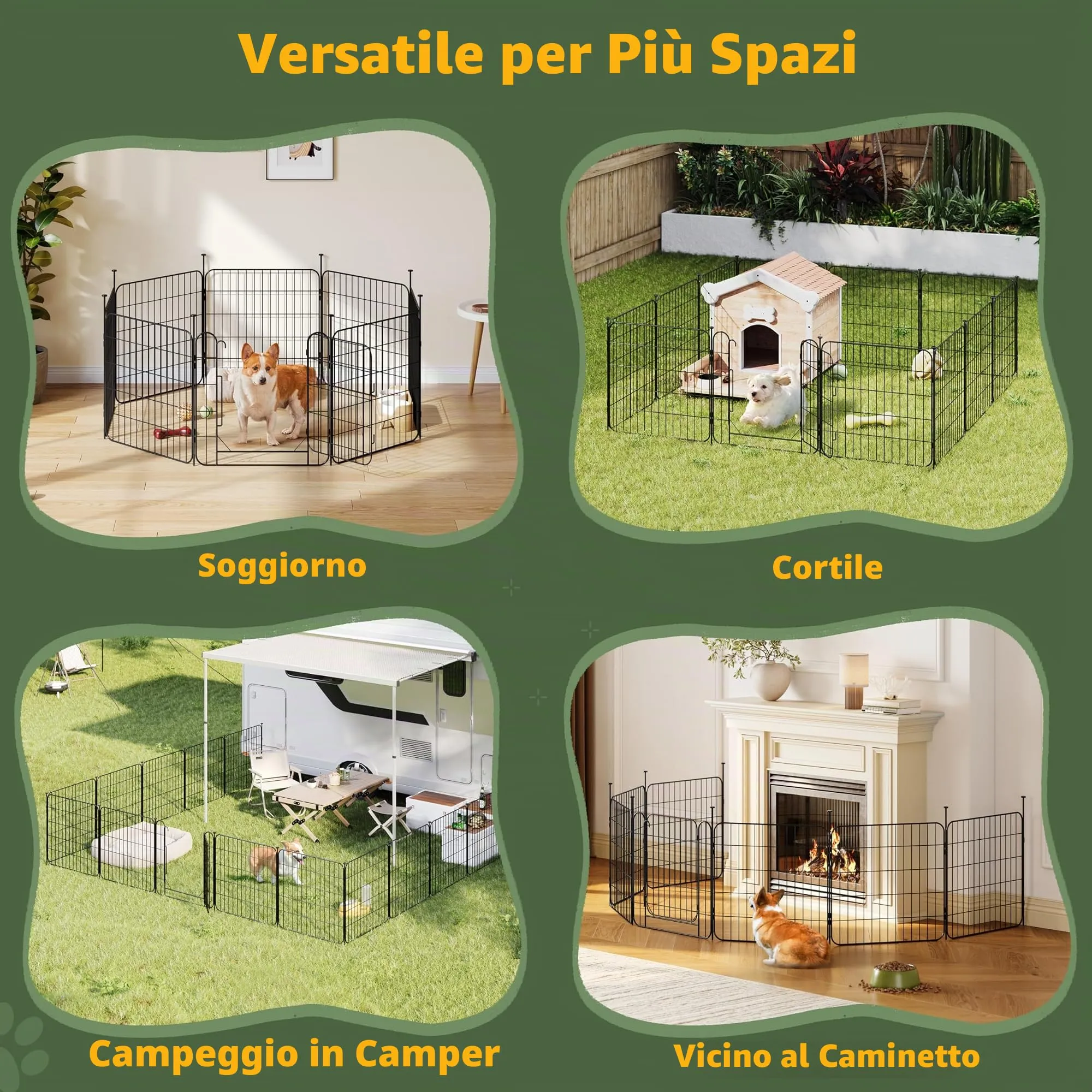 Yaheetech Recinto per Animali Domestici 8 Pannelli Altezza 60 cm Nero - immagine 3