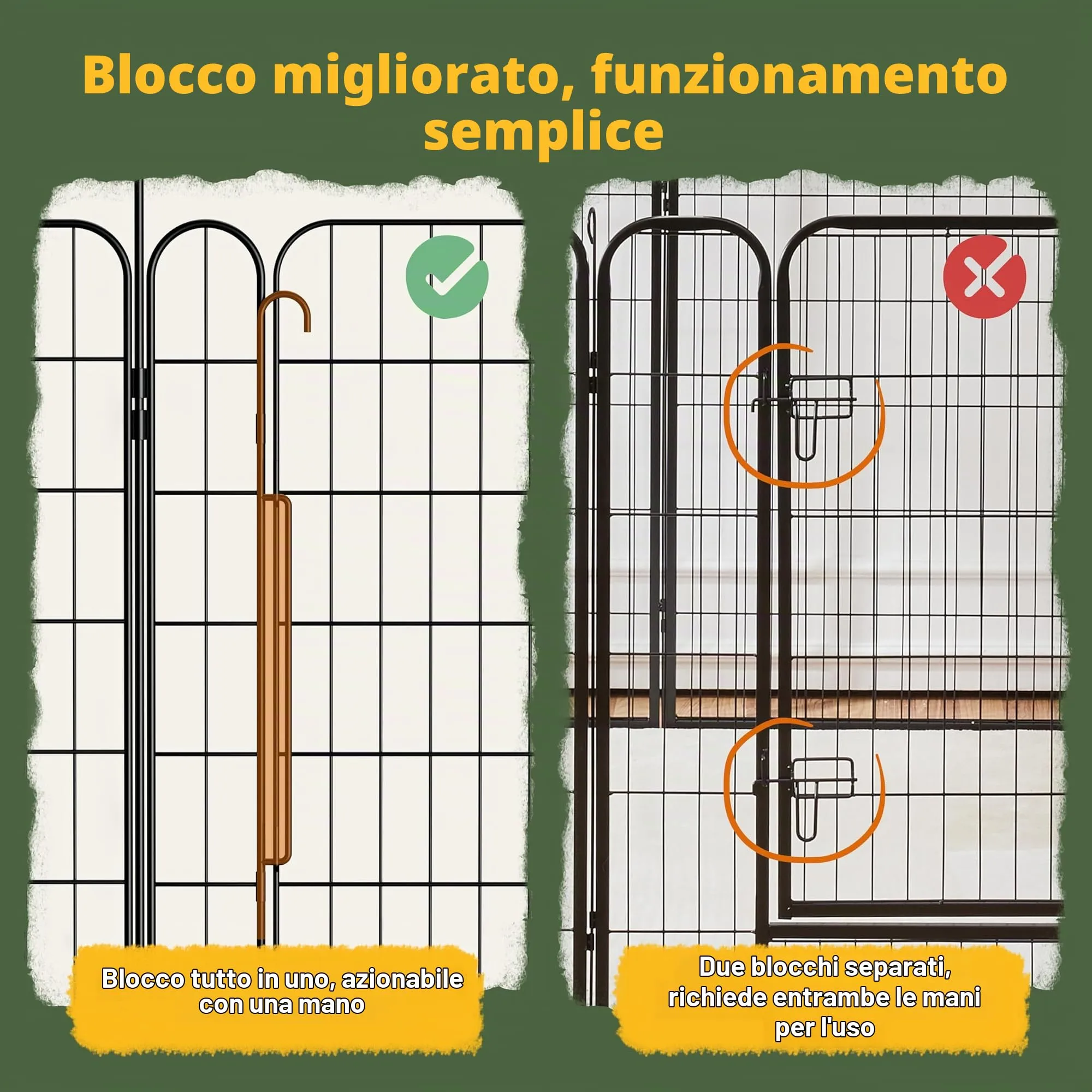 Yaheetech Recinto per Animali Domestici 8 Pannelli Altezza 60 cm Nero - immagine 6