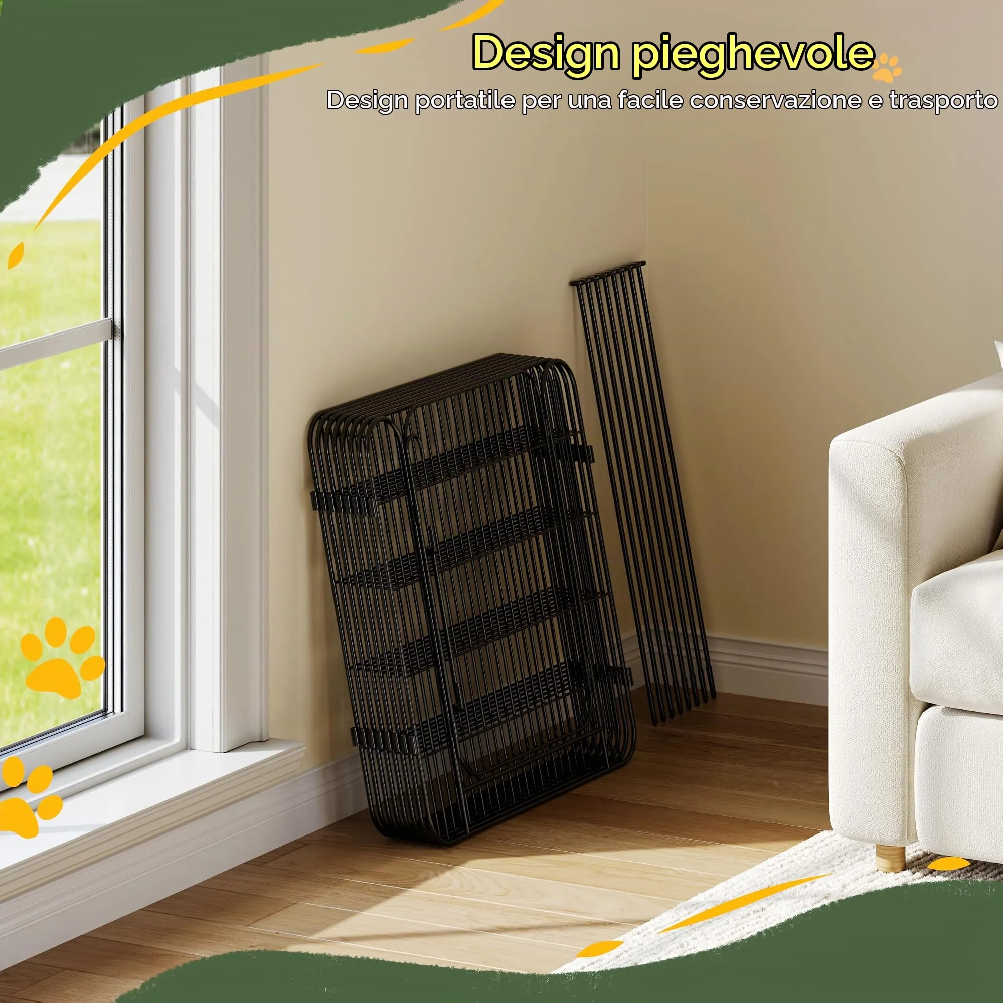 Yaheetech Recinto per Animali Domestici 8 Pannelli Altezza 60 cm Nero - immagine 8