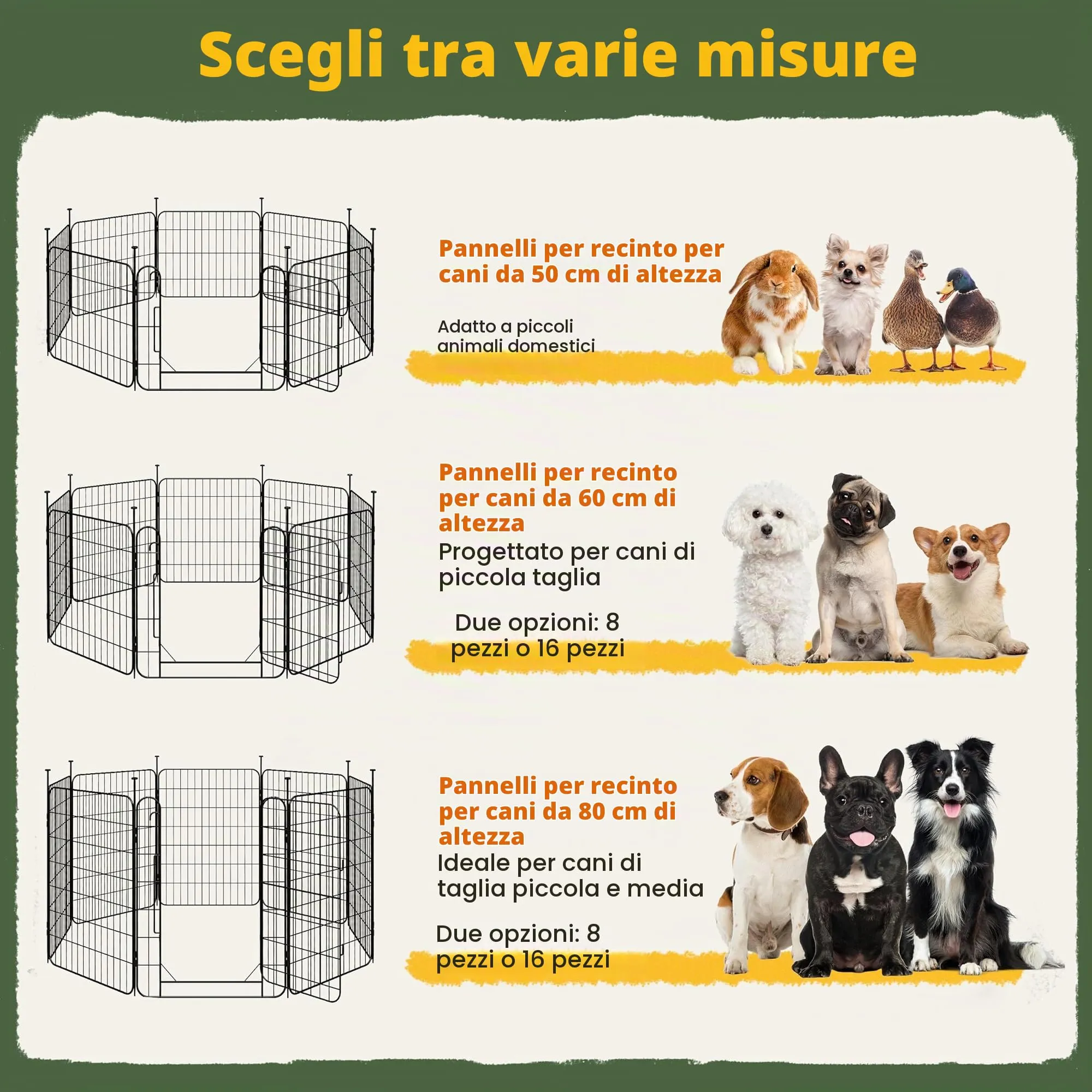 Yaheetech Recinto per Animali Domestici 8 Pannelli Altezza 60 cm Nero - immagine 9