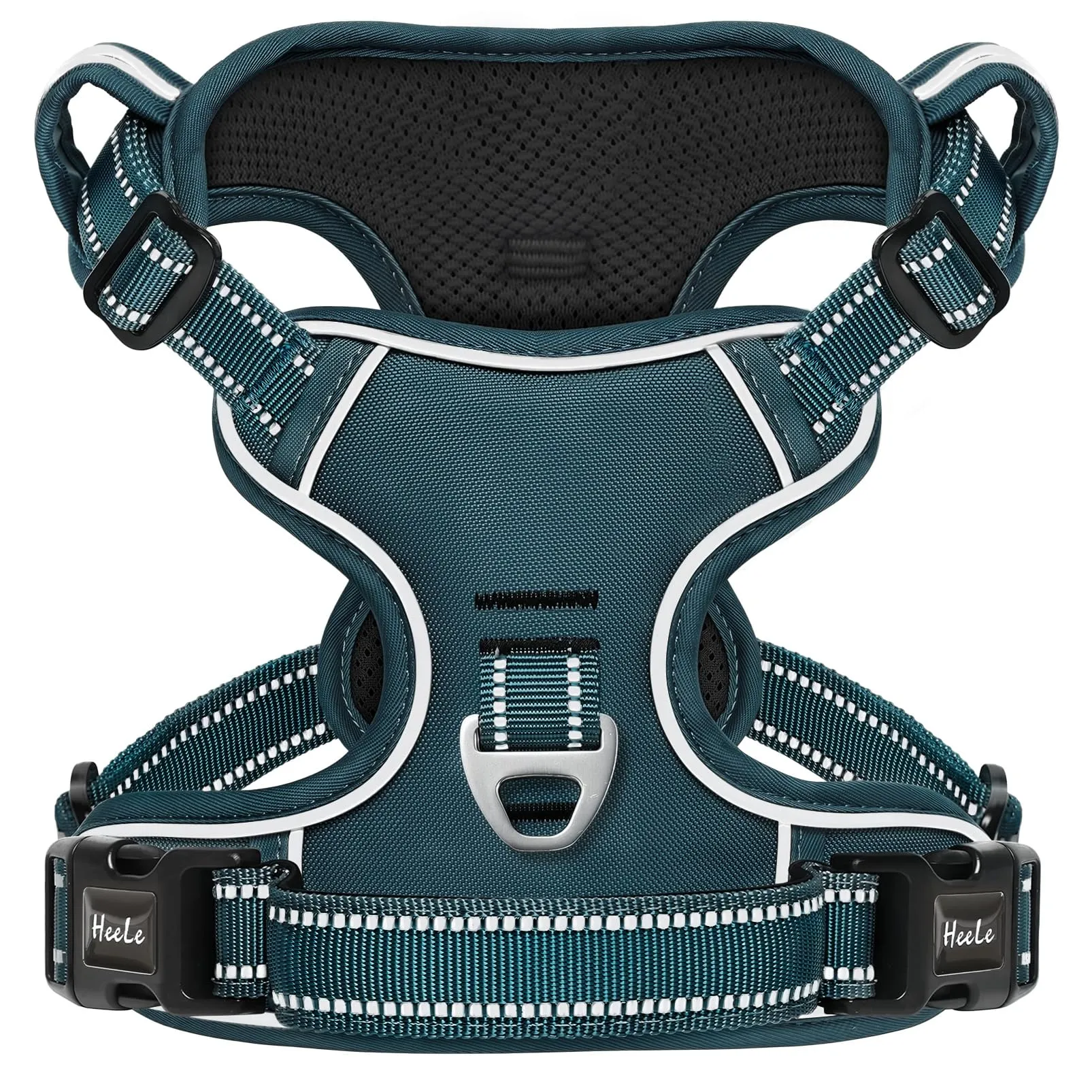 HEELE Pettorina Cane Taglia Grande Riflettente Pettorina Addestramento Cani Anti Tiro con 2 Ganci in Metallo + Comodo Maniglia, Gilet per Cani Regolabile per Camminare, Verde Nerastro, XL - immagine 1