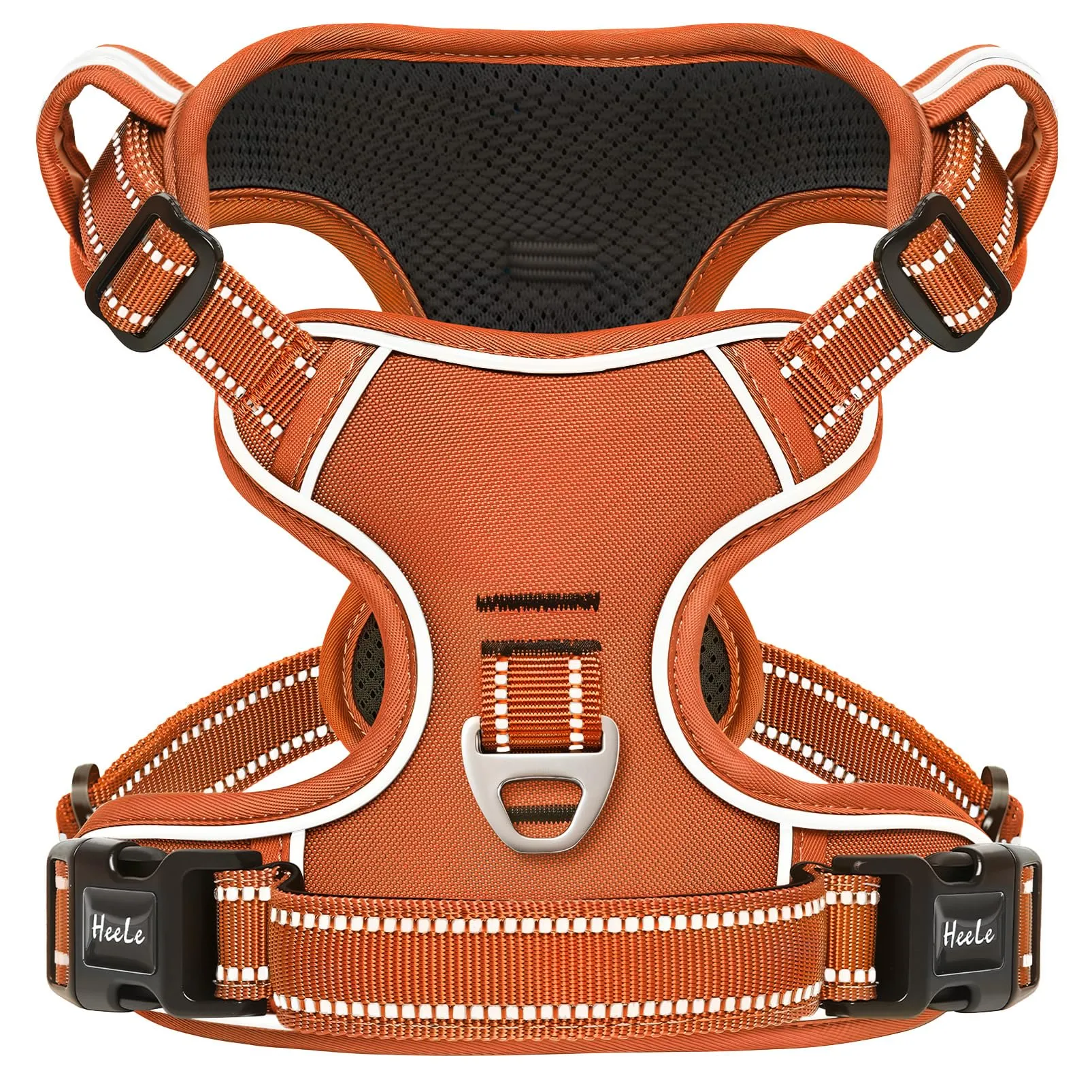 HEELE Pettorina Cane Taglia Piccola Riflettente Pettorina Addestramento Cani Anti Tiro con 2 Ganci in Metallo + Comodo Maniglia, Gilet per Cani Regolabile per Camminare, Zucca Arancione, S - immagine 1