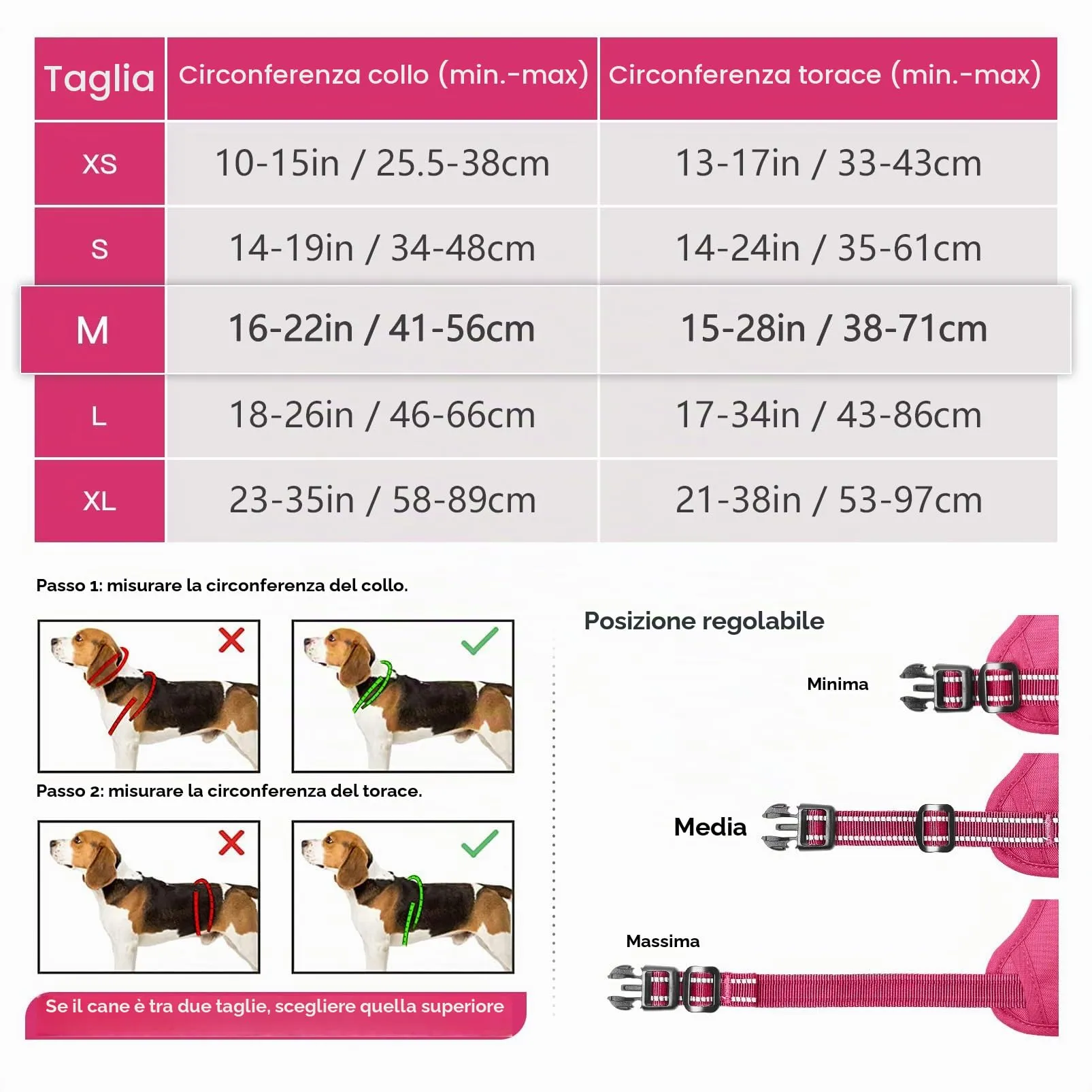 HEELE Pettorina Cane Taglia Media Riflettente Pettorina Addestramento Cani Anti Tiro con 2 Ganci in Metallo + Comodo Maniglia, Gilet per Cani Regolabile per Camminare, Rosa Rifiniture Abbinate, M - immagine 7